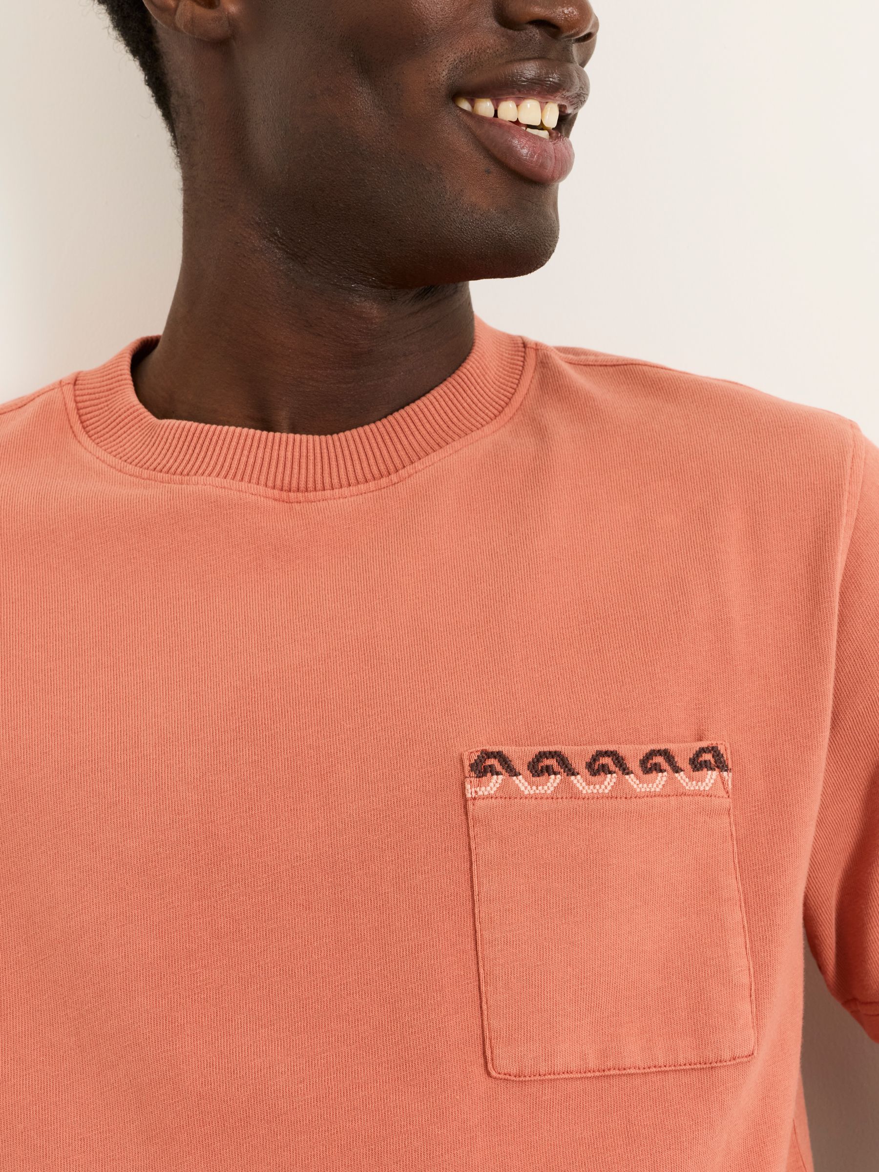Easton Terracotta Embroidered Pocket Tshirt - Image 4 of 6
