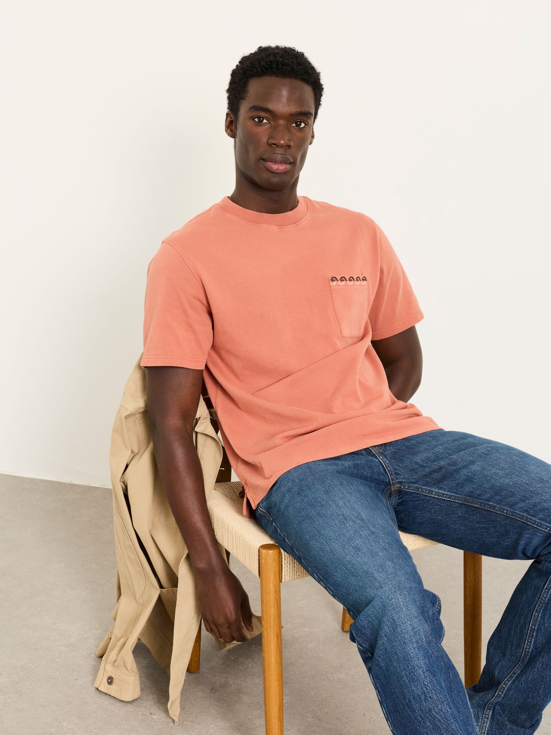 Easton Terracotta Embroidered Pocket Tshirt - Image 5 of 6