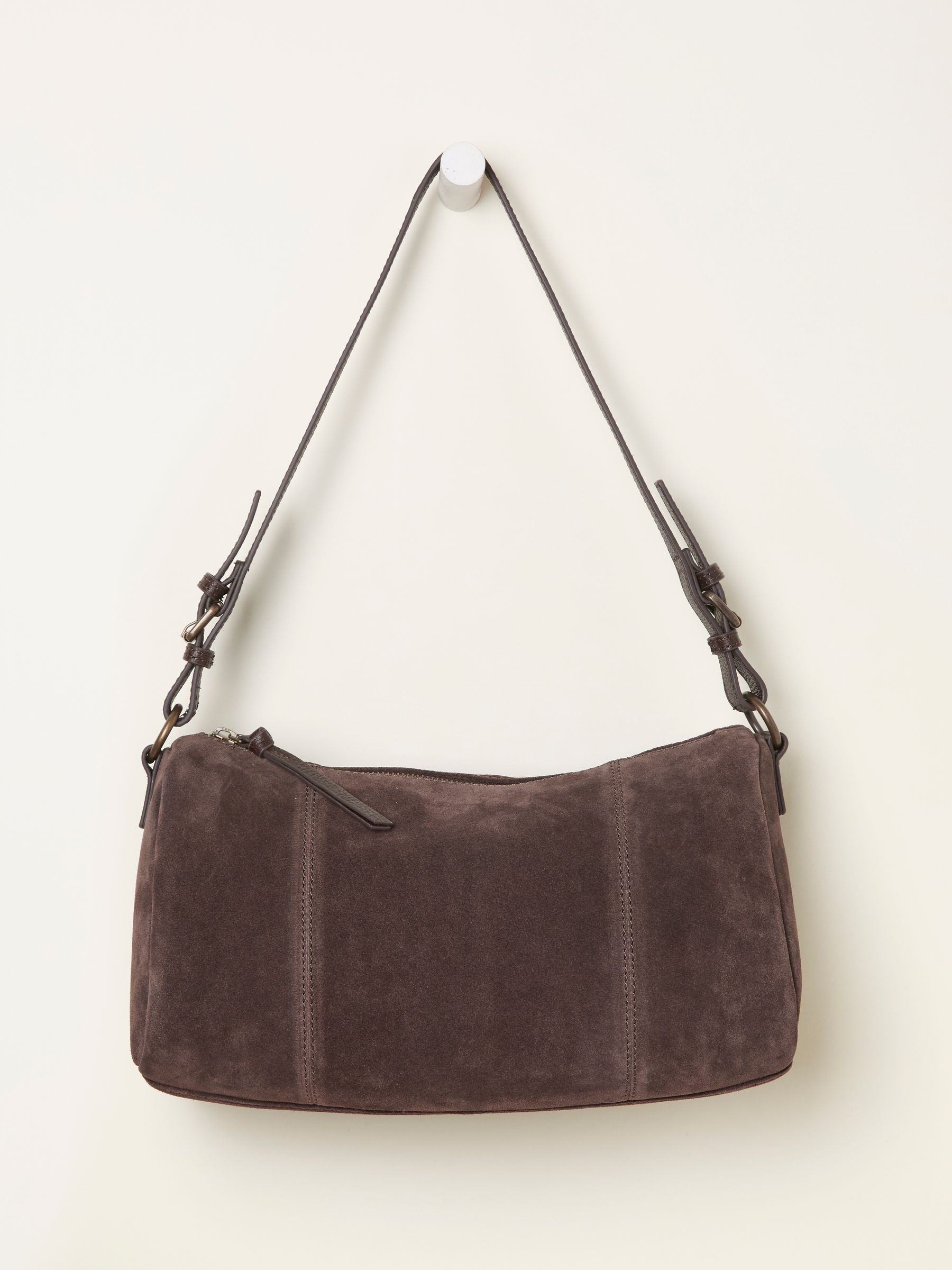 Chocolate Brown Suede Shoulder Bag - Image 2 of 3