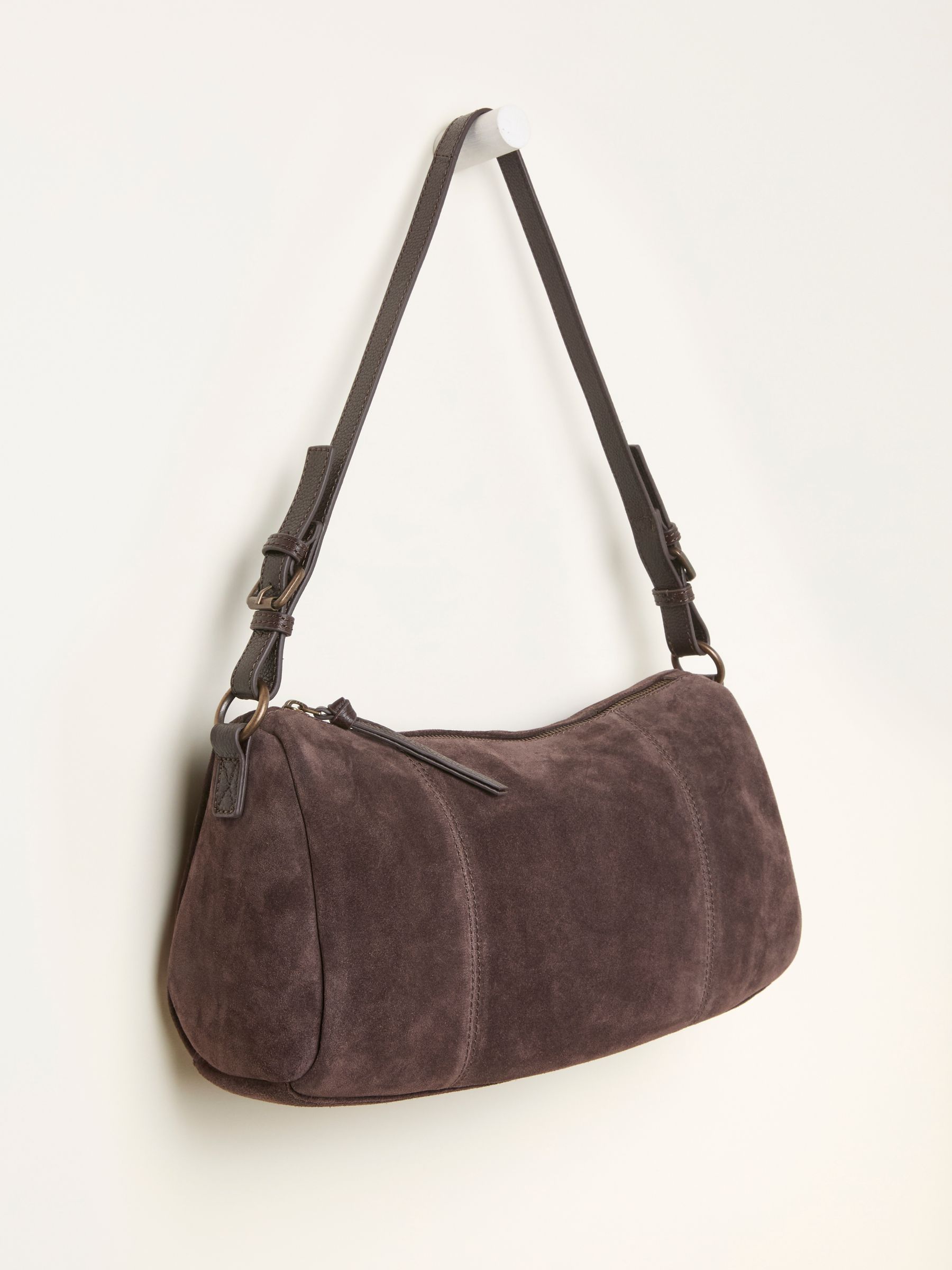Chocolate Brown Suede Shoulder Bag - Image 4 of 4