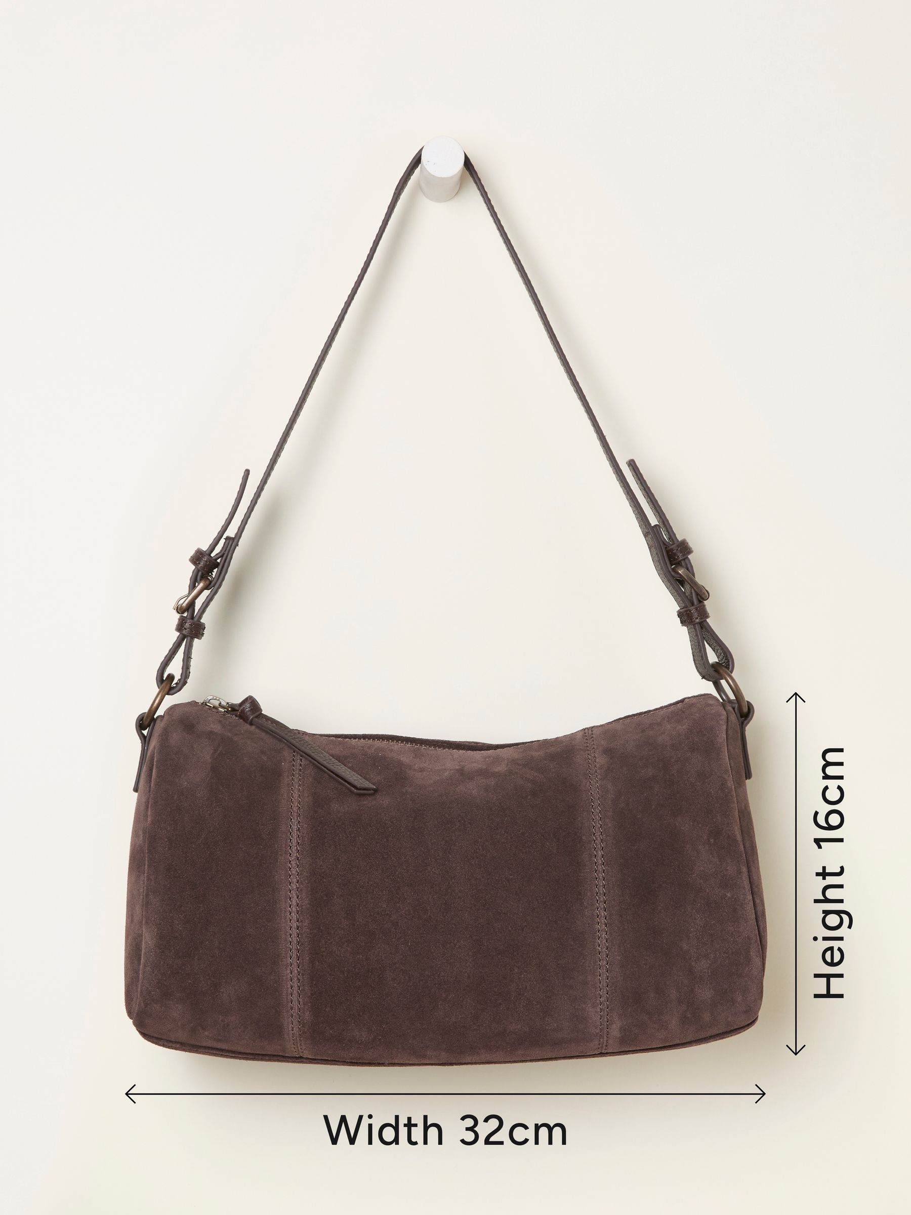 Chocolate Brown Suede Shoulder Bag - Image 5 of 5