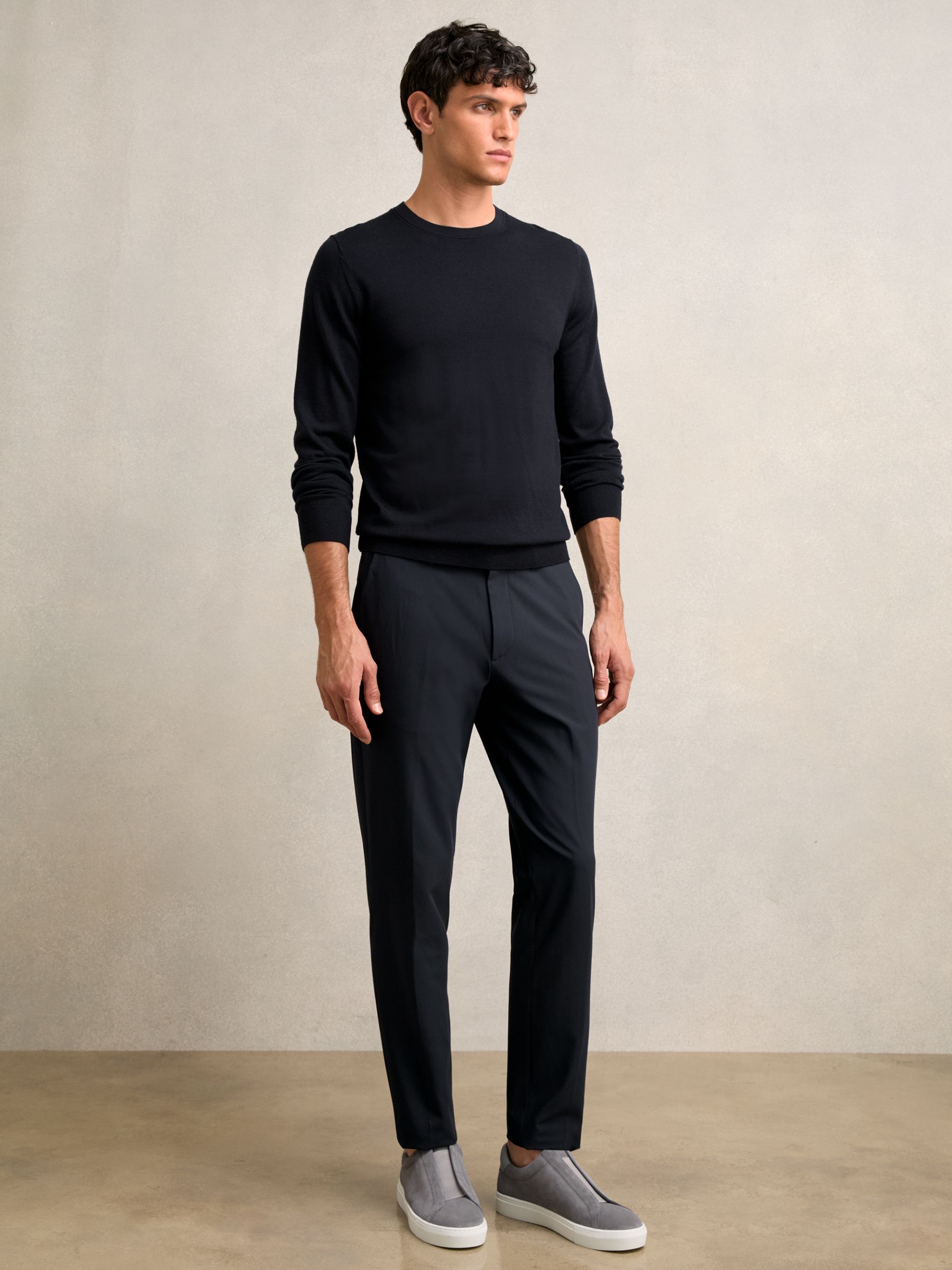 Technical Stretch Relaxed Trousers in Navy - Image 1 of 6