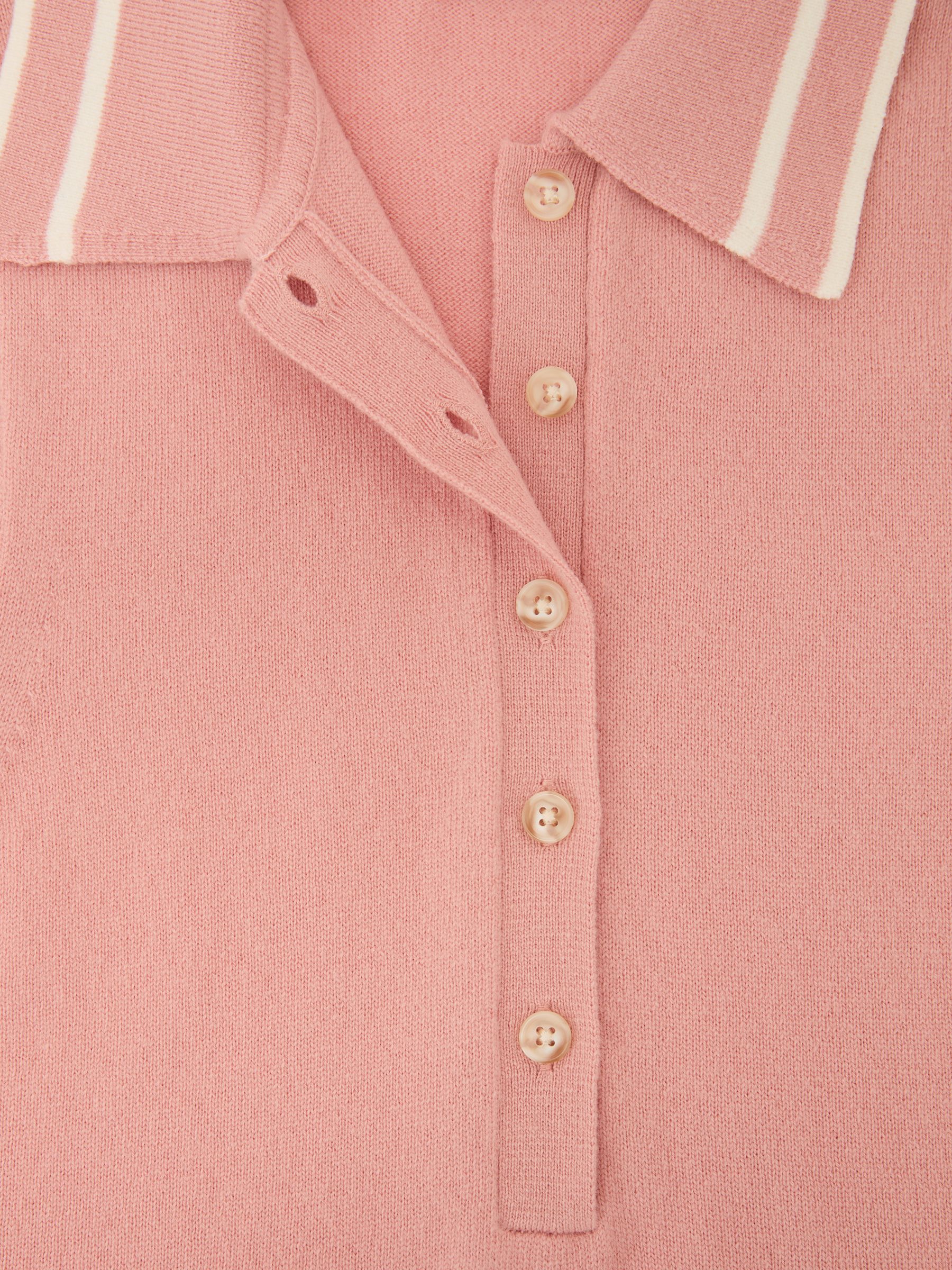 Wool-Cashmere Sleeveless Polo Top in Pink/Ivory - image 3