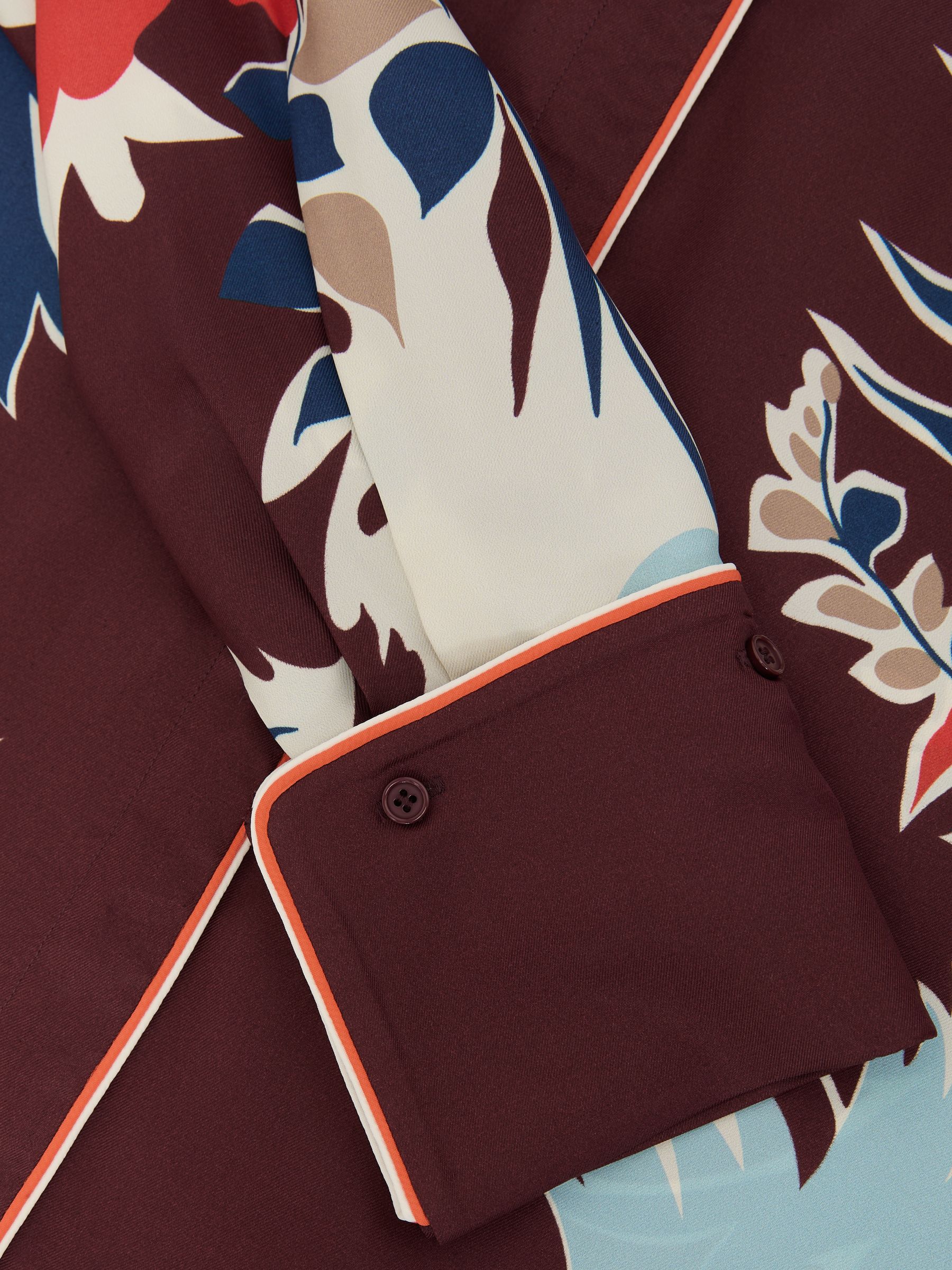 Printed Button-Through Shirt in Burgundy - image 3