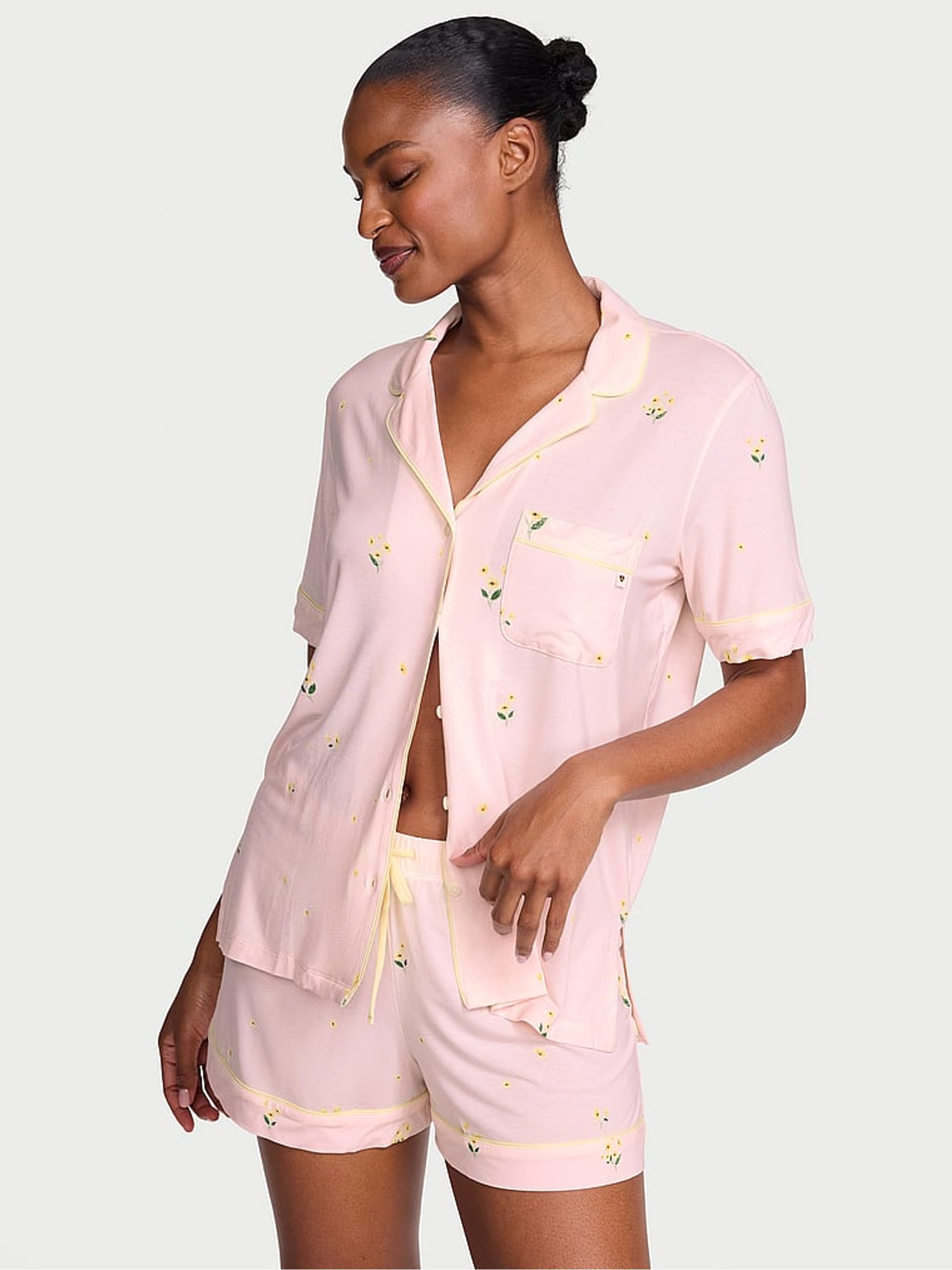 Ballet Pink Floral Modal Short Pyjamas Set - Image 1 of 2