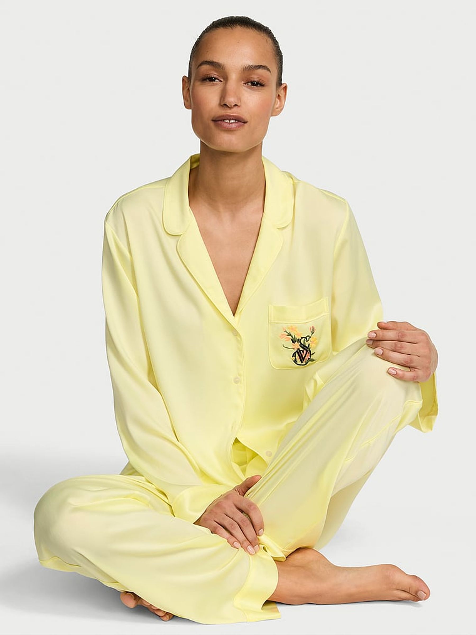 Lemonade Yellow Satin Long Pyjamas Set - Image 1 of 3