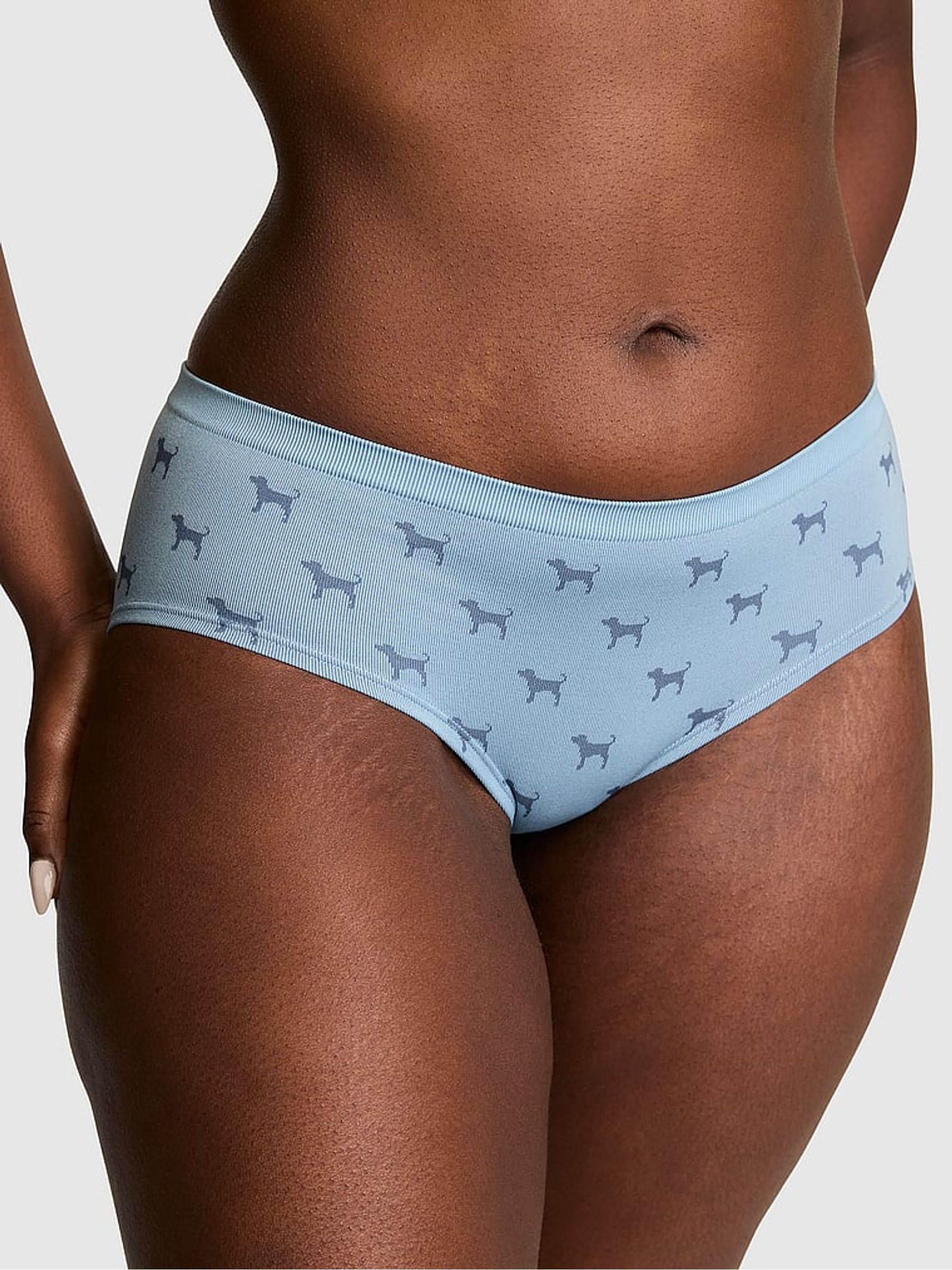 Icy Blue Dog Print Hipster Seamless Knickers - Image 1 of 2