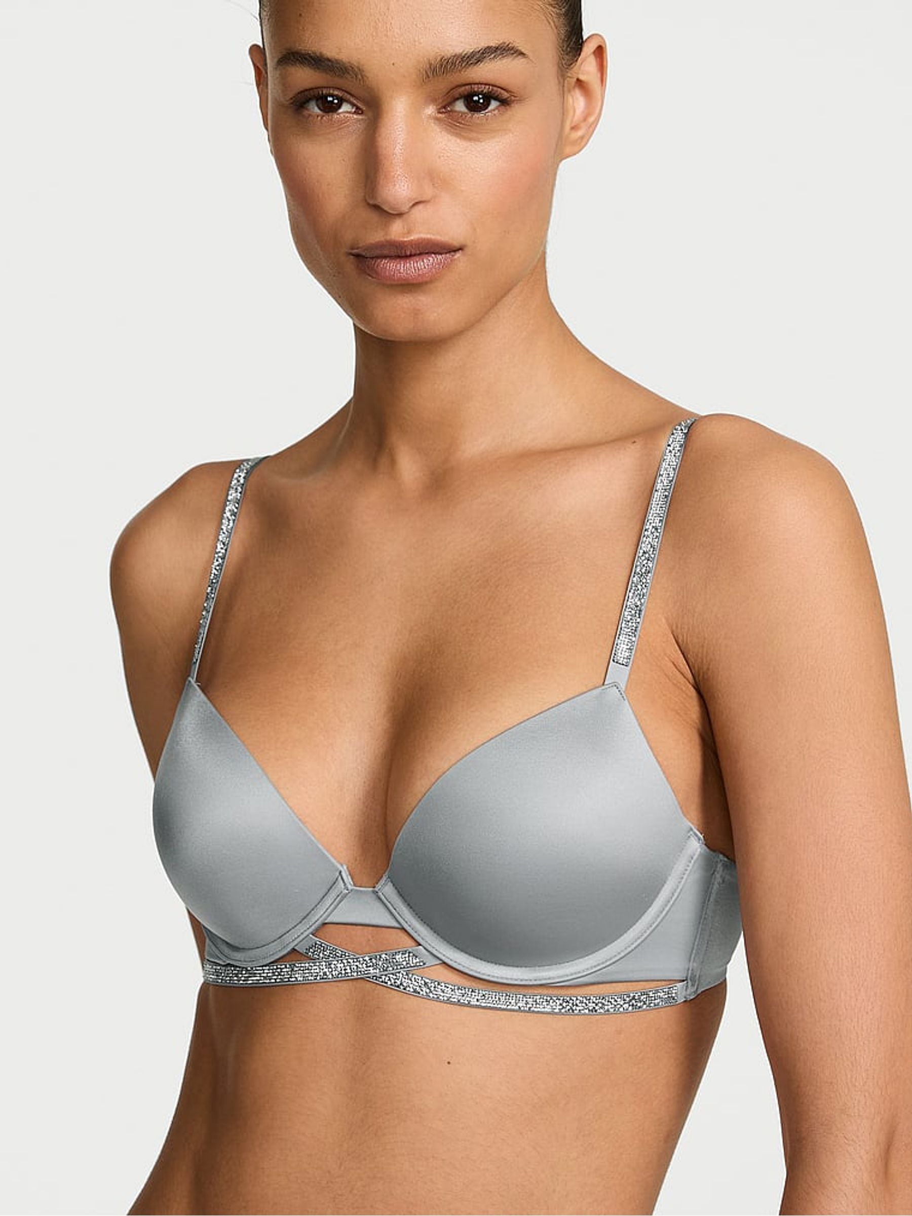 Starstruck Grey Push Up Shine Strap Bra - Image 1 of 2