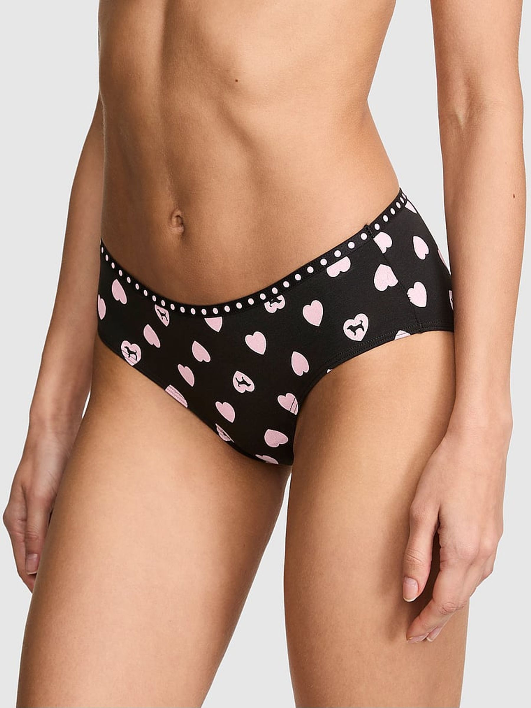 Black Heart Dog Print Hipster Mini Logo Knickers - Image 1 of 2