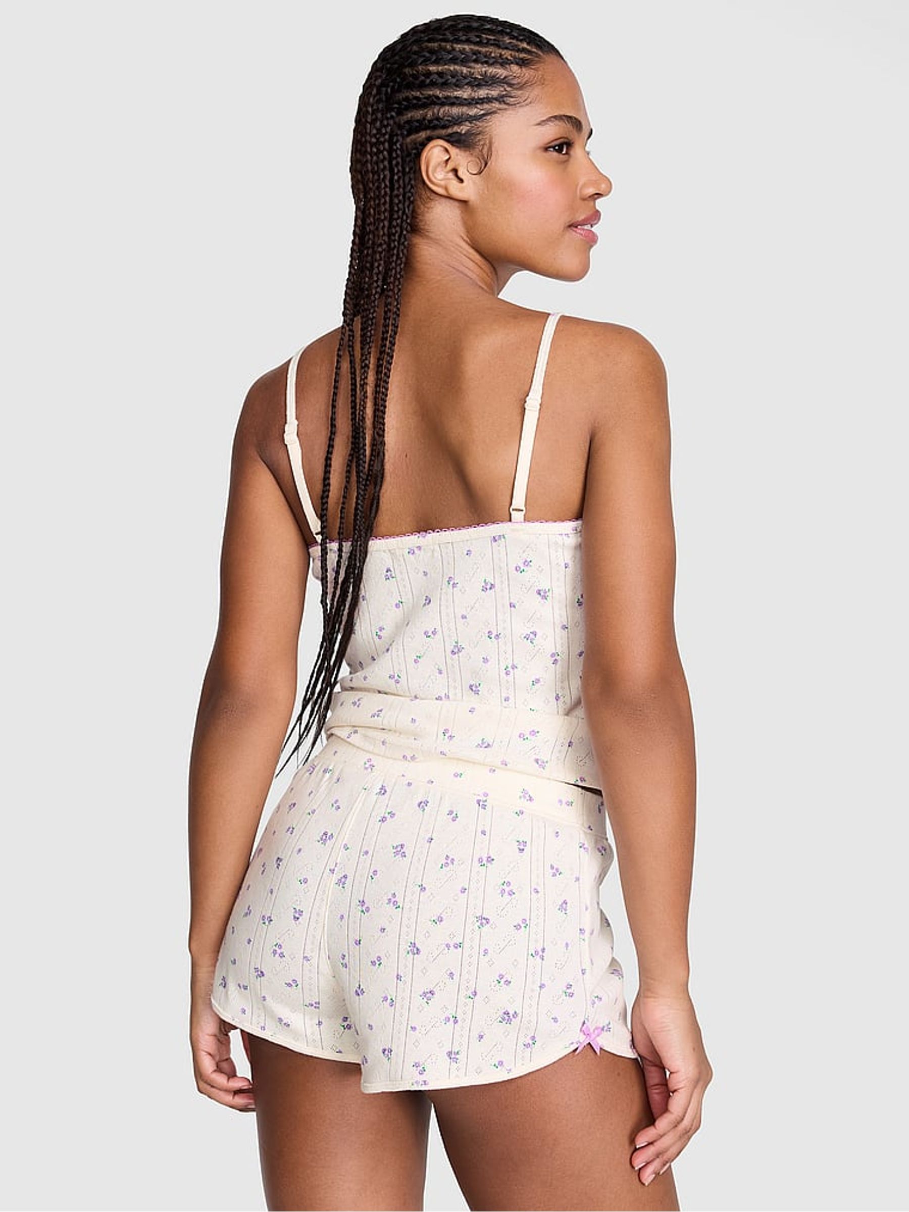 White Floral Print Pointelle Short Pyjama Bottoms - Image 2 of 3