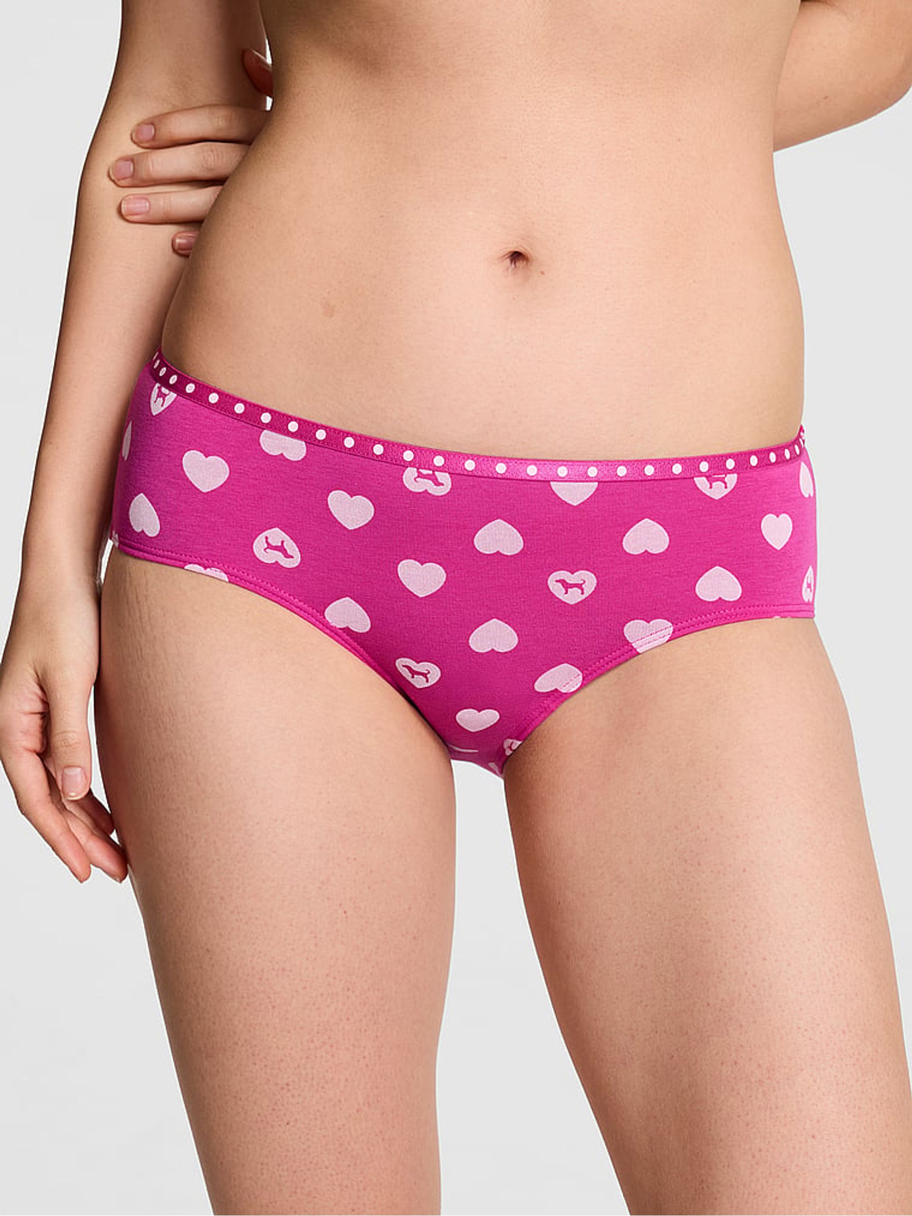 Pink Fire Heart Dog Print Hipster Mini Logo Knickers - Image 1 of 2