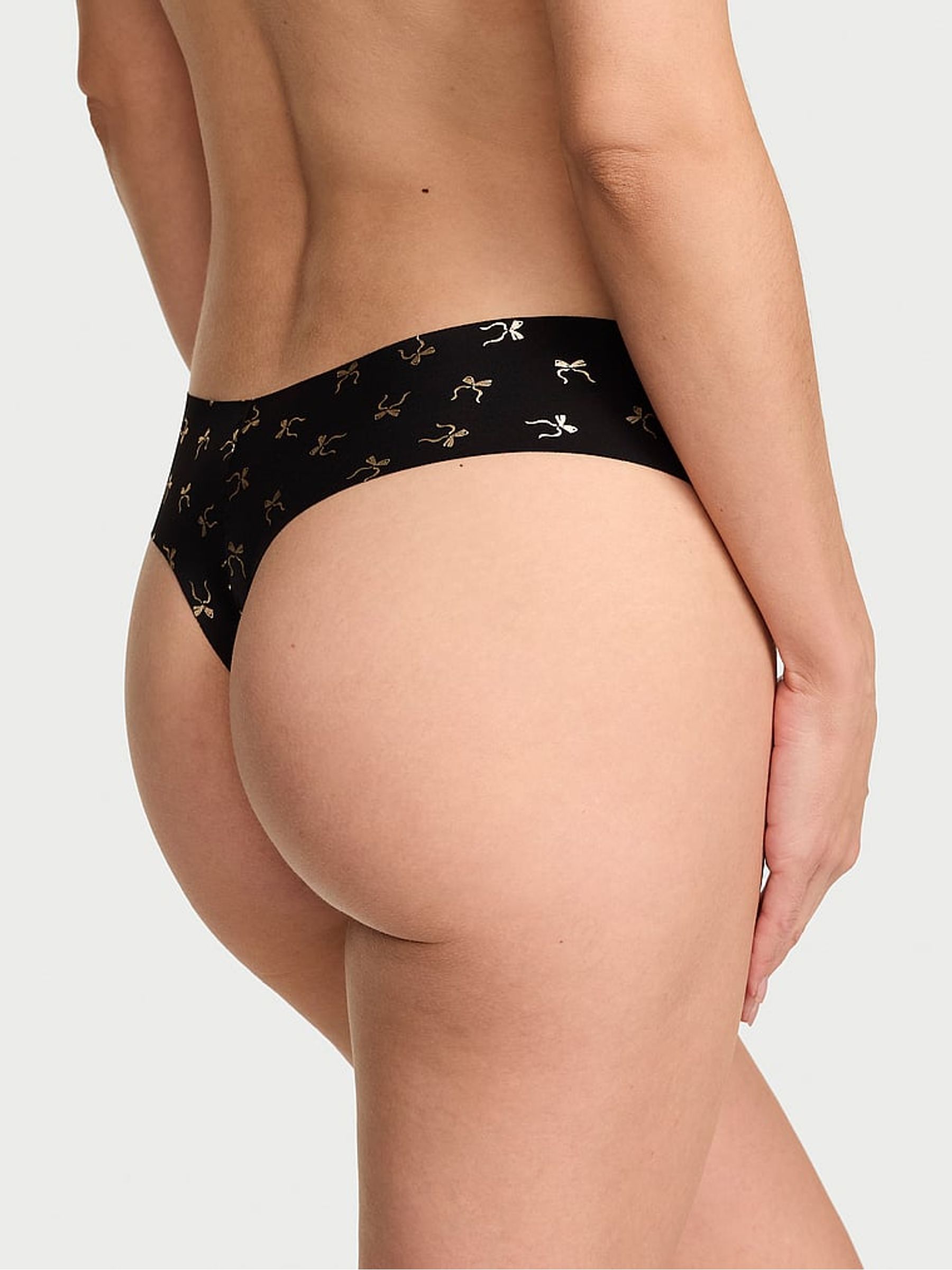 Black Metallic Bows Thong Knickers - Image 2 of 2