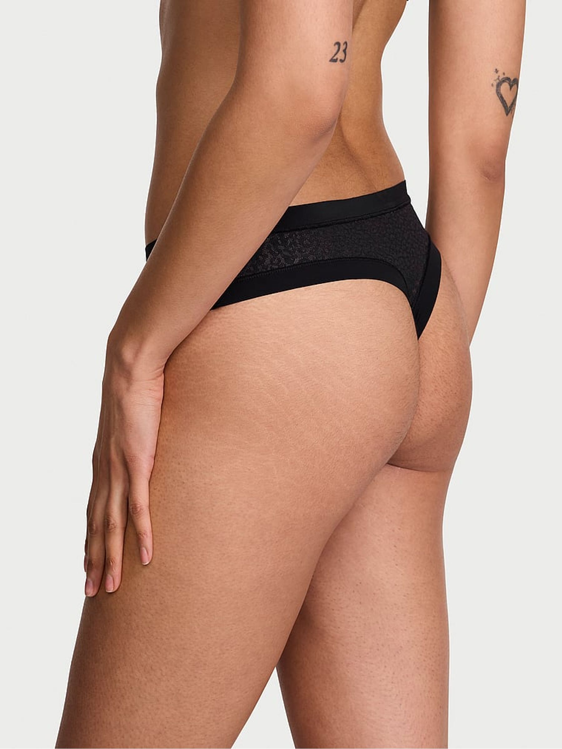 Black Thong Leopard Lace Knickers - Image 2 of 3