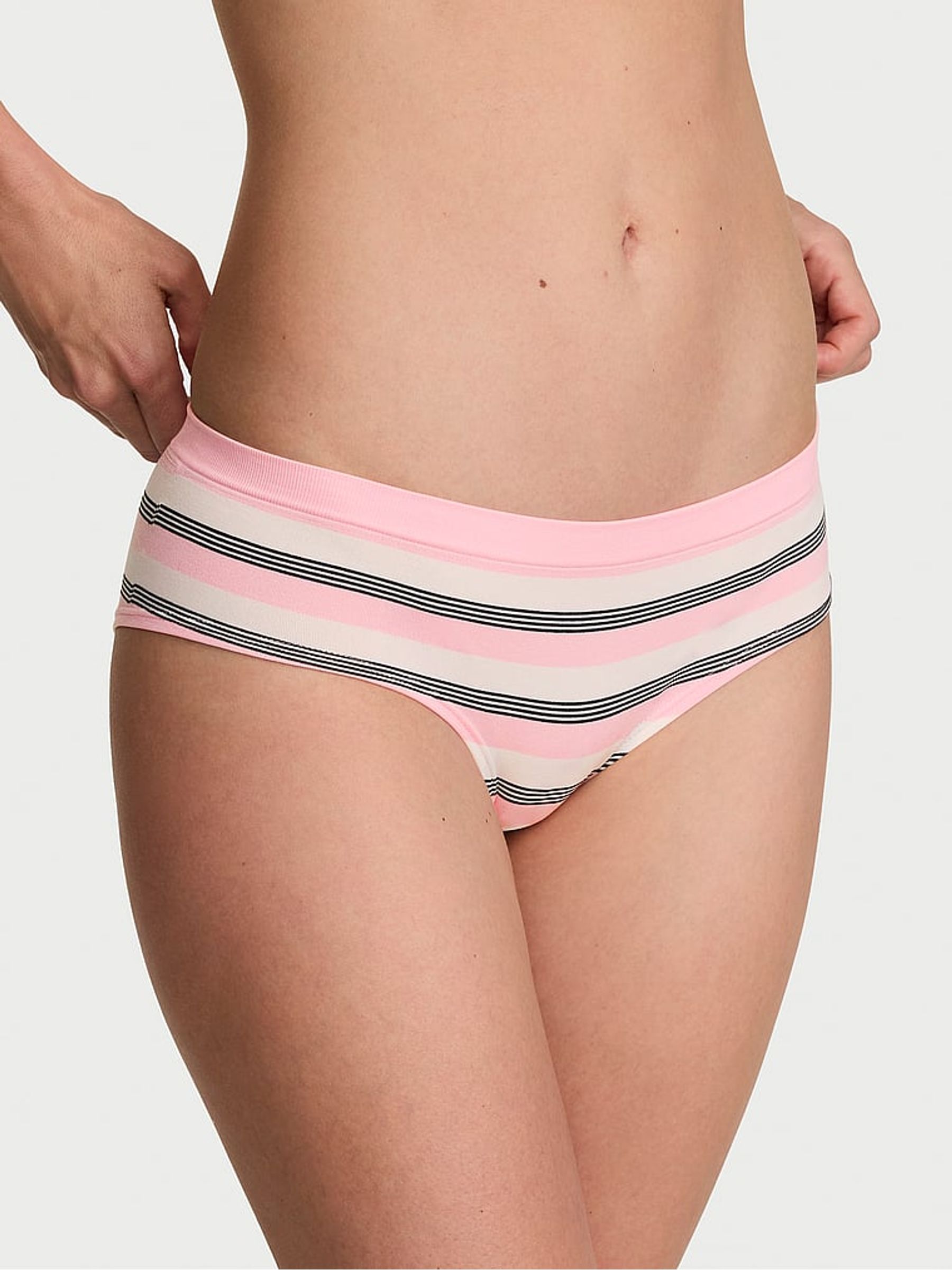 Pretty Blossom Pink Hipster Stripe Knickers - Image 1 of 2