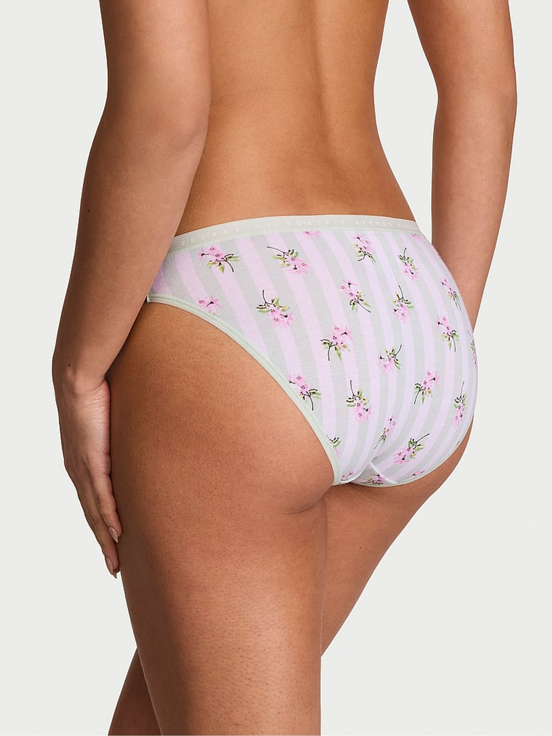 Mint Green Floral Stripe Bikini Knickers - Image 2 of 2