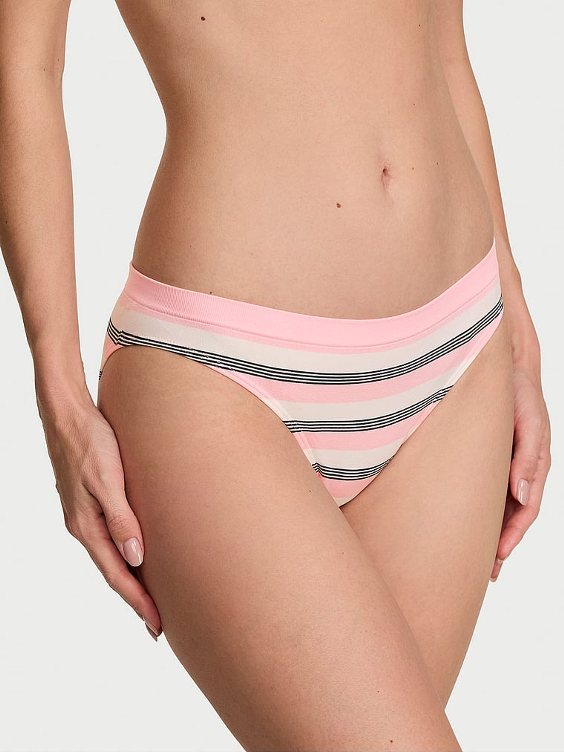 Pretty Blossom Pink Bikini Stripe Knickers - Image 1 of 2