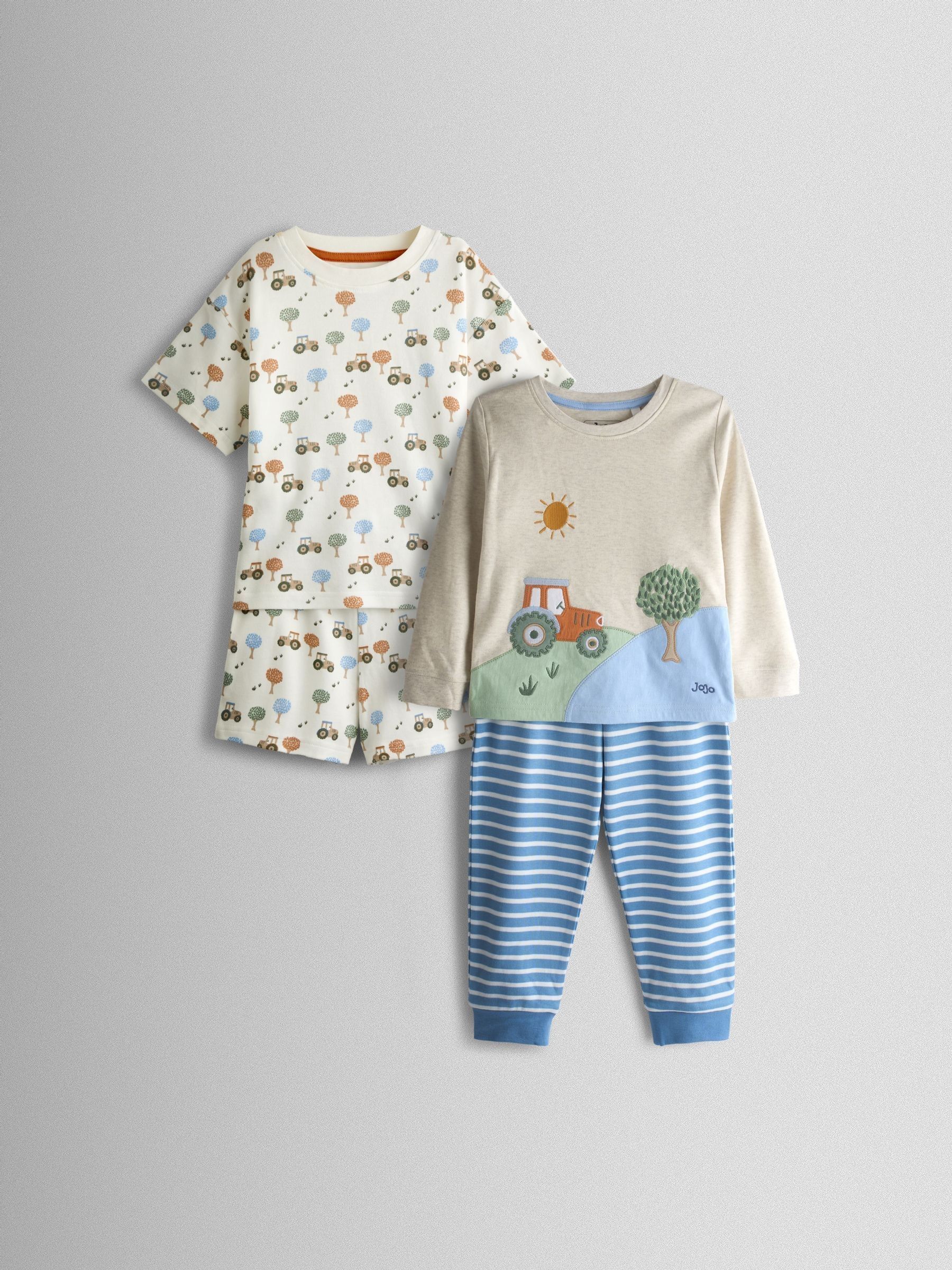 Blue Tractor Appliqué 2-Pack Pyjamas - Image 1 of 12