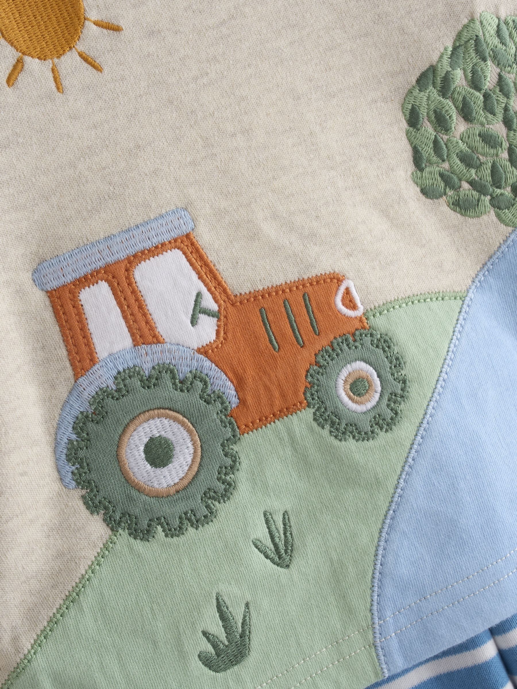 Blue Tractor Appliqué 2-Pack Pyjamas - Image 11 of 12