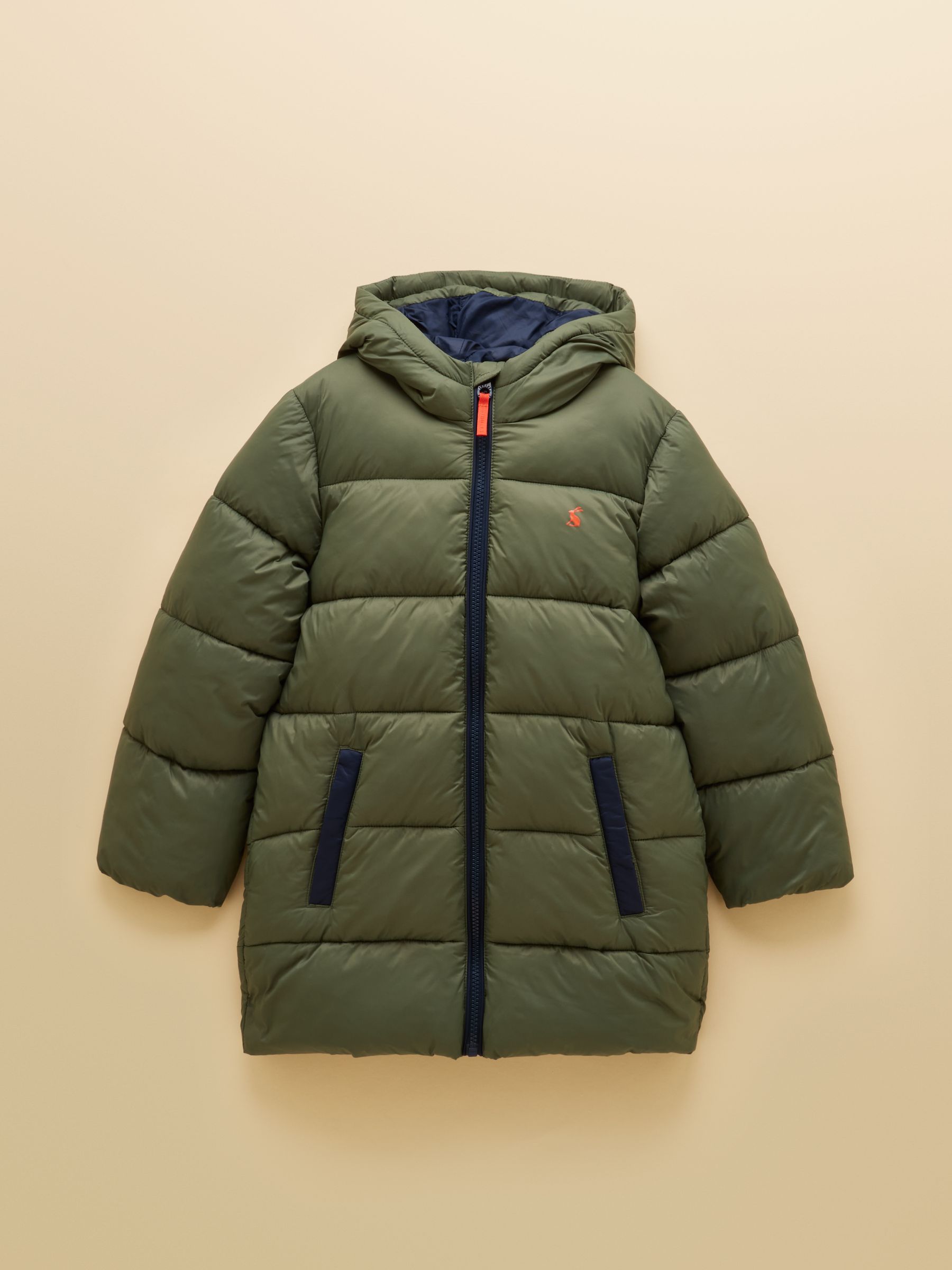 Boys' Long Cairn Khaki Green Showerproof Padded Coat - Image 1 of 5 Boys' Long Cairn Khaki Green Showerproof Padded Coat - Image 1 of 5