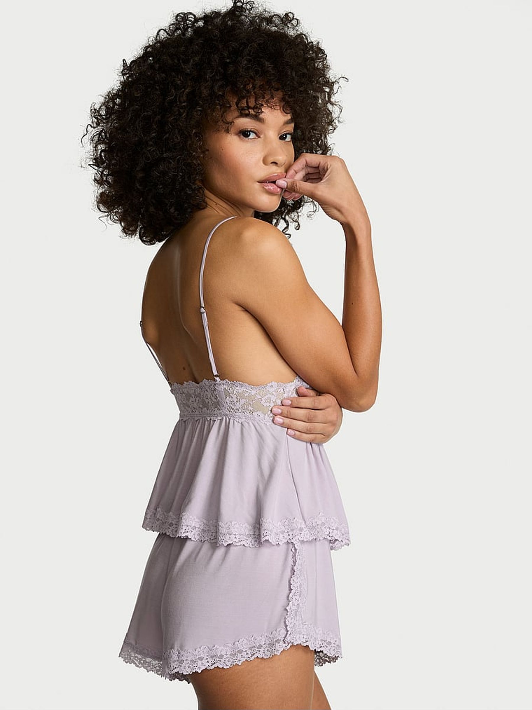 Crystal Lilac Purple Lace Trim Modal Cami Set | Victoria's Secret UK