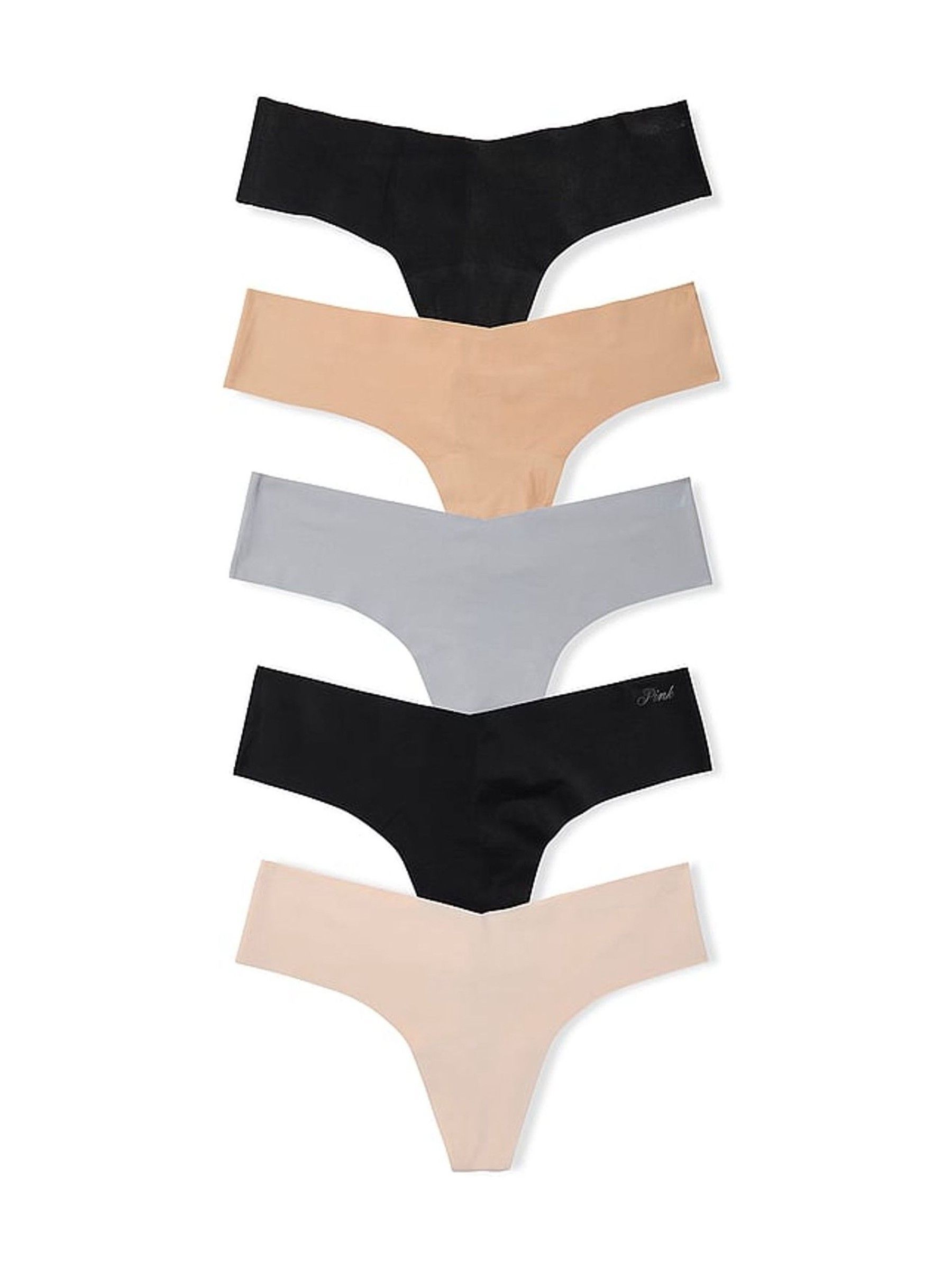 Nude/Grey/Black Thong Knickers 5 Pack - Image 1 of 1