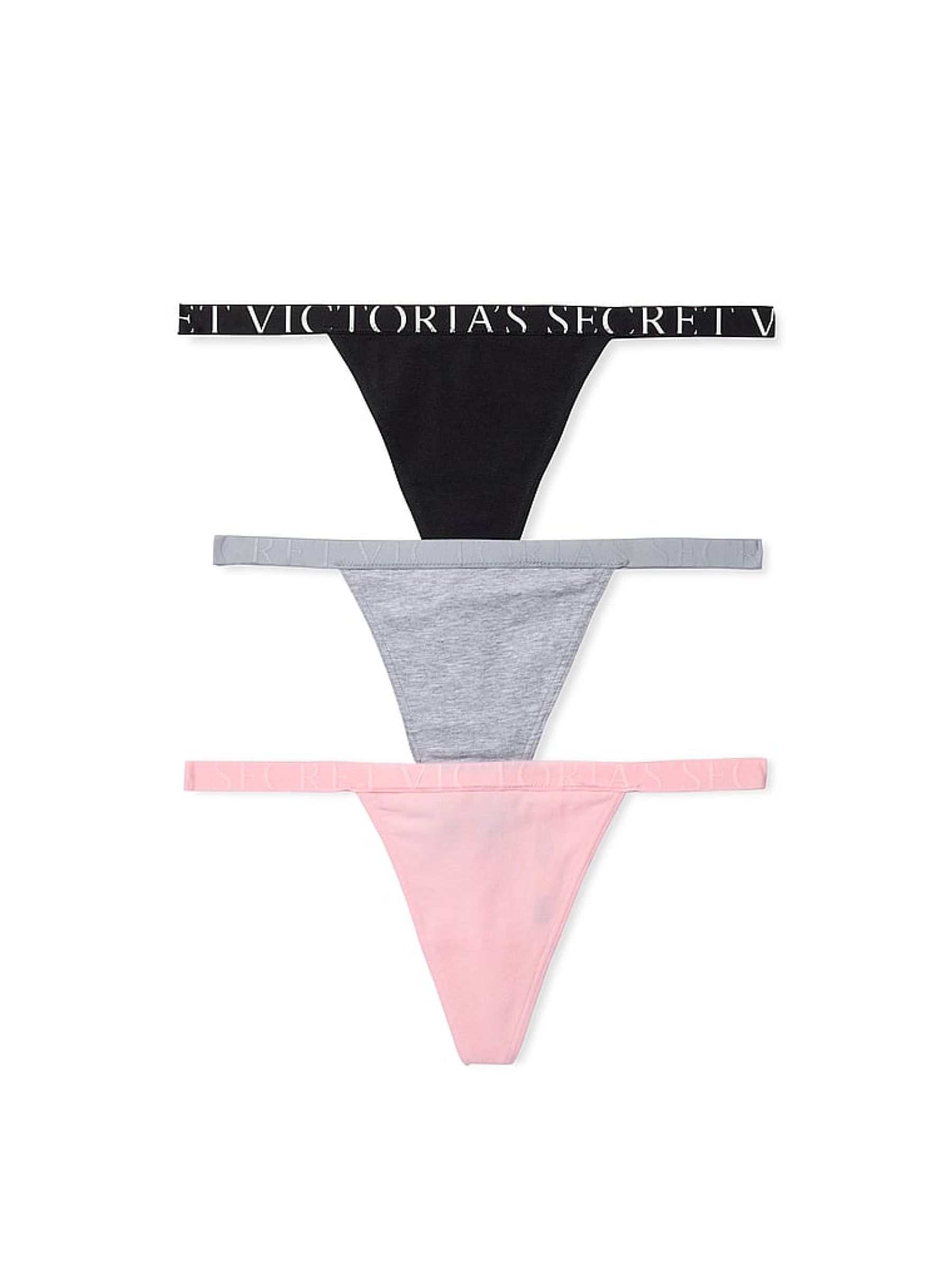 Black/Grey/Pink G-String 3 Pack Exploded Logo Knickers - Image 1 of 1