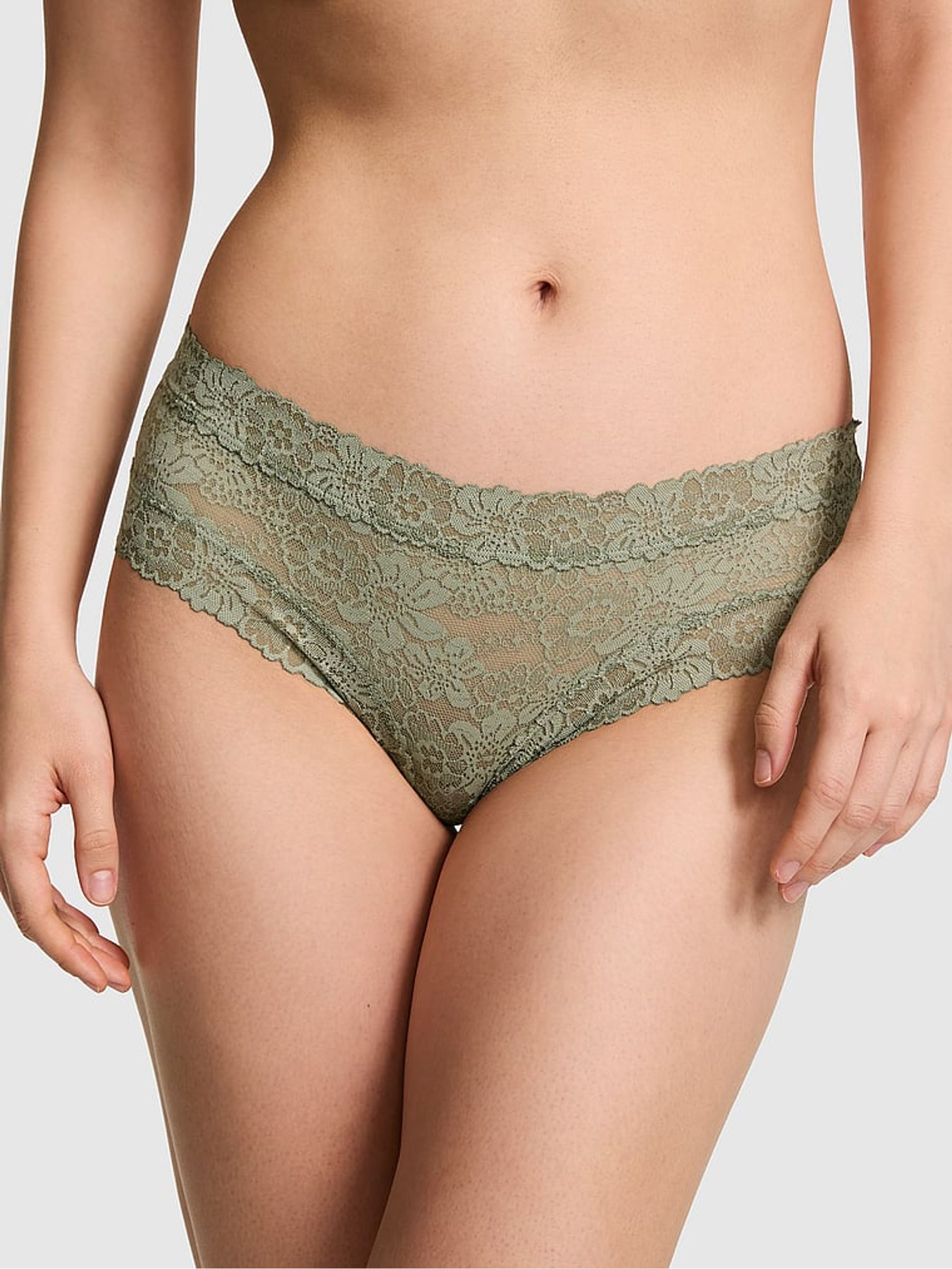 Slate Green Cheeky Floral Lace Knickers - Image 1 of 2 Slate Green Cheeky Floral Lace Knickers - Image 1 of 2