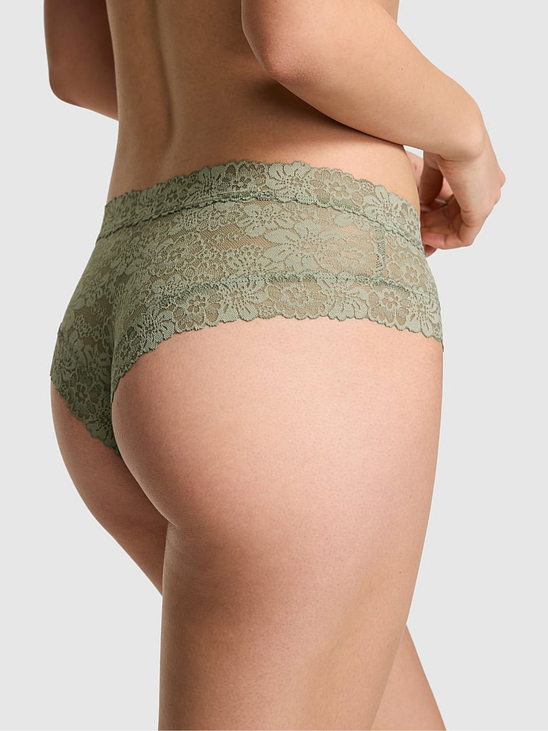 Slate Green Cheeky Floral Lace Knickers - Image 2 of 2 Slate Green Cheeky Floral Lace Knickers - Image 2 of 2