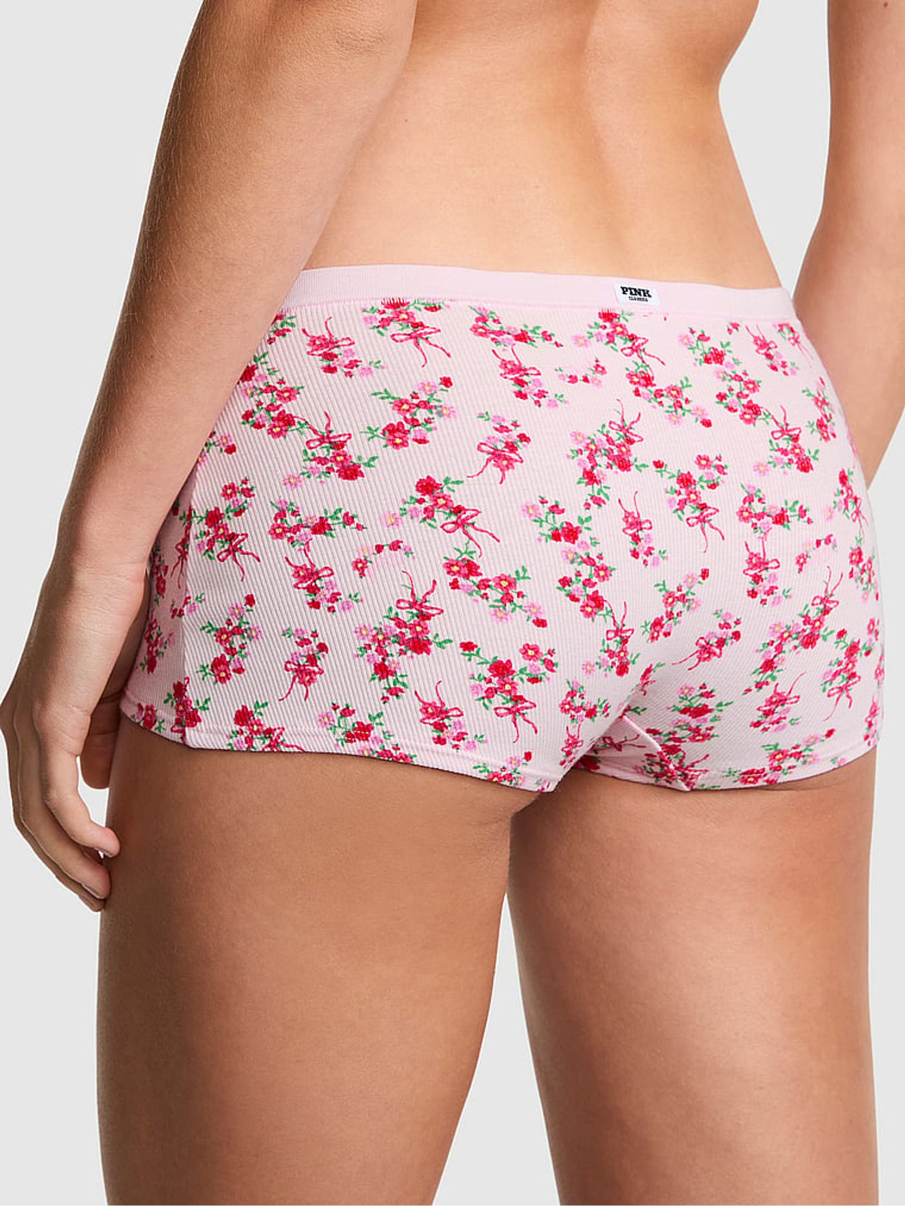 Pink Tulip Floral Print Boyshort Cotton Knickers - Image 2 of 2