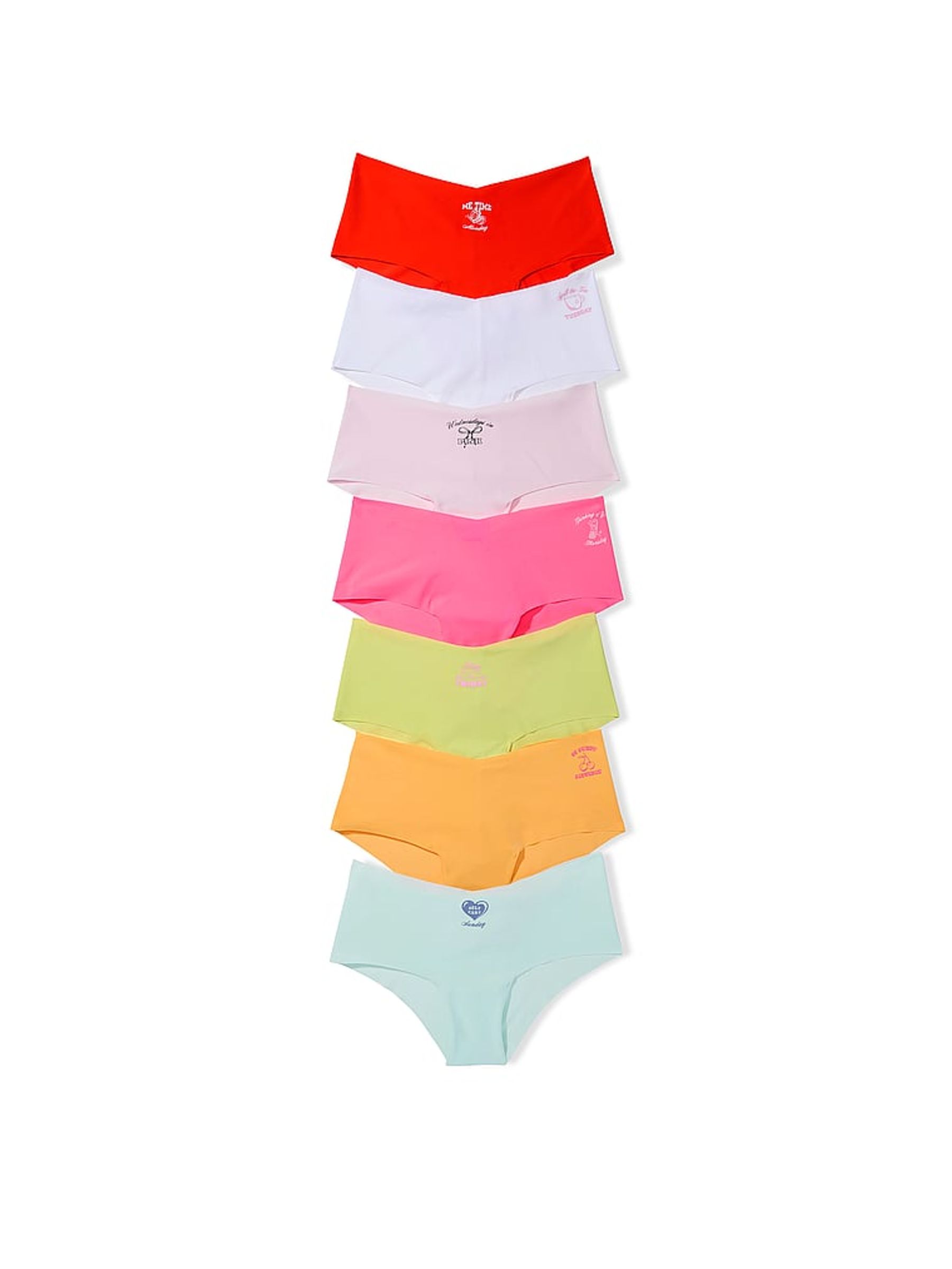 Red/Pink/Green/Orange/White Cheeky No Show Knickers 7 Pack - Image 1 of 1