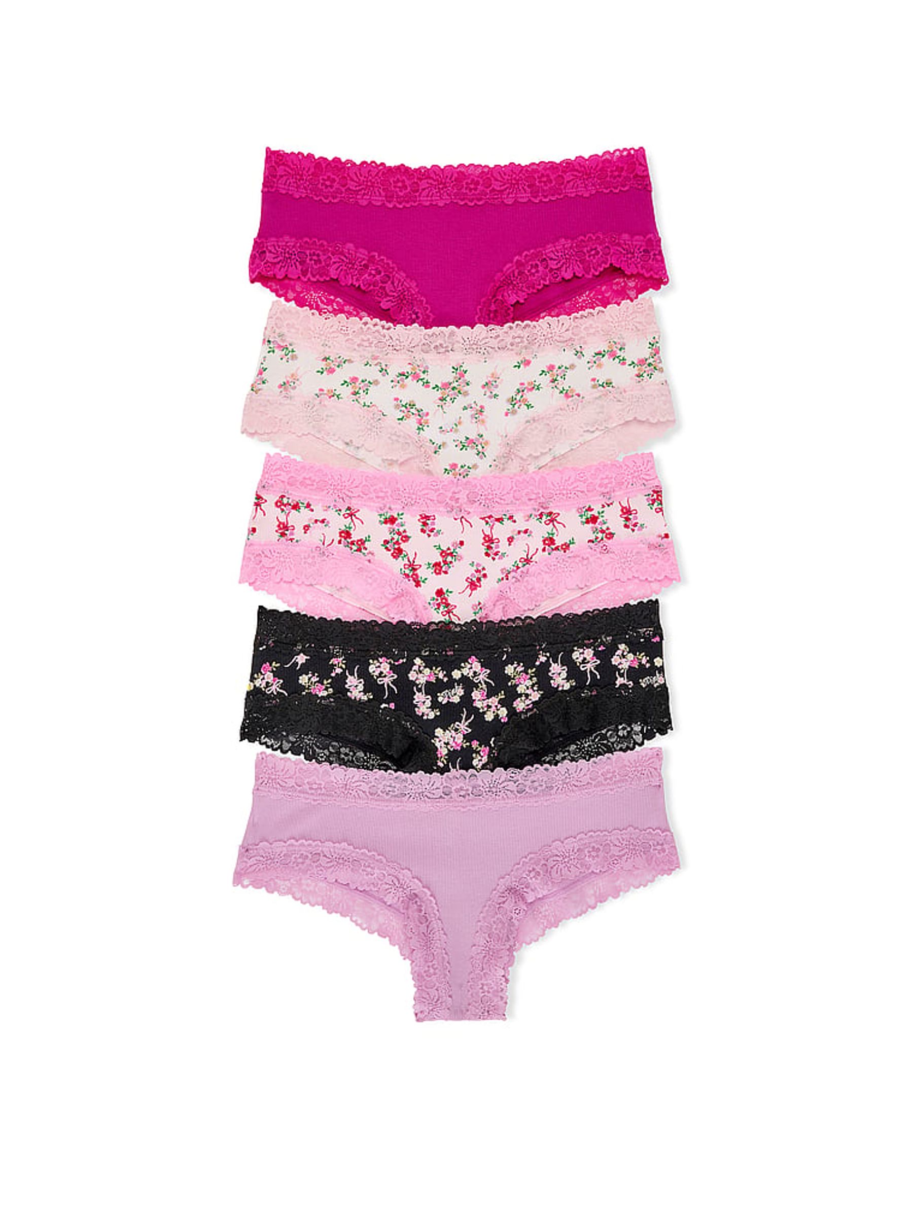 Pink Floral Print Cheeky 7 Pack Knickers - Image 1 of 2
