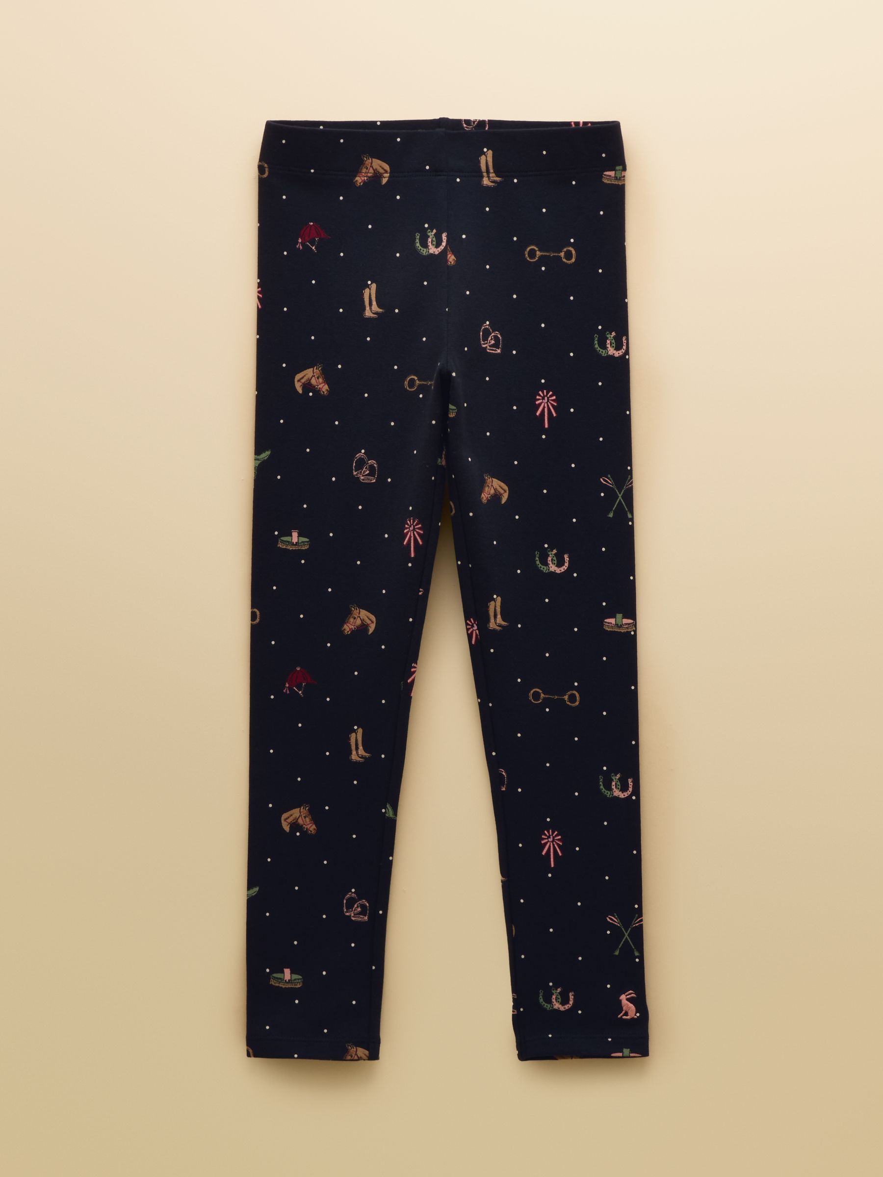 Girls' Deedee Navy Tictac Horse Jersey Leggings - Image 1 of 3