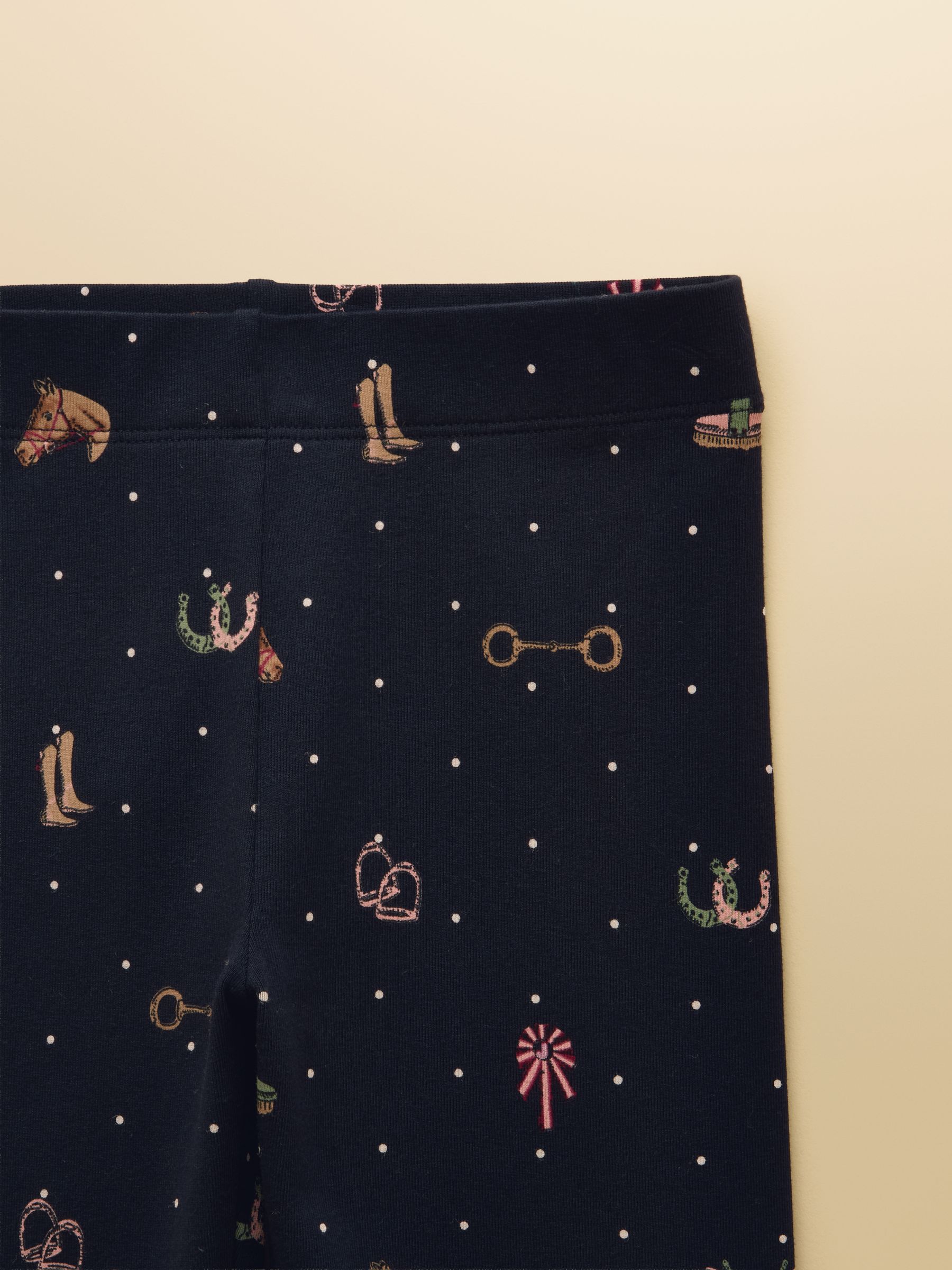 Girls' Deedee Navy Tictac Horse Jersey Leggings - Image 3 of 3