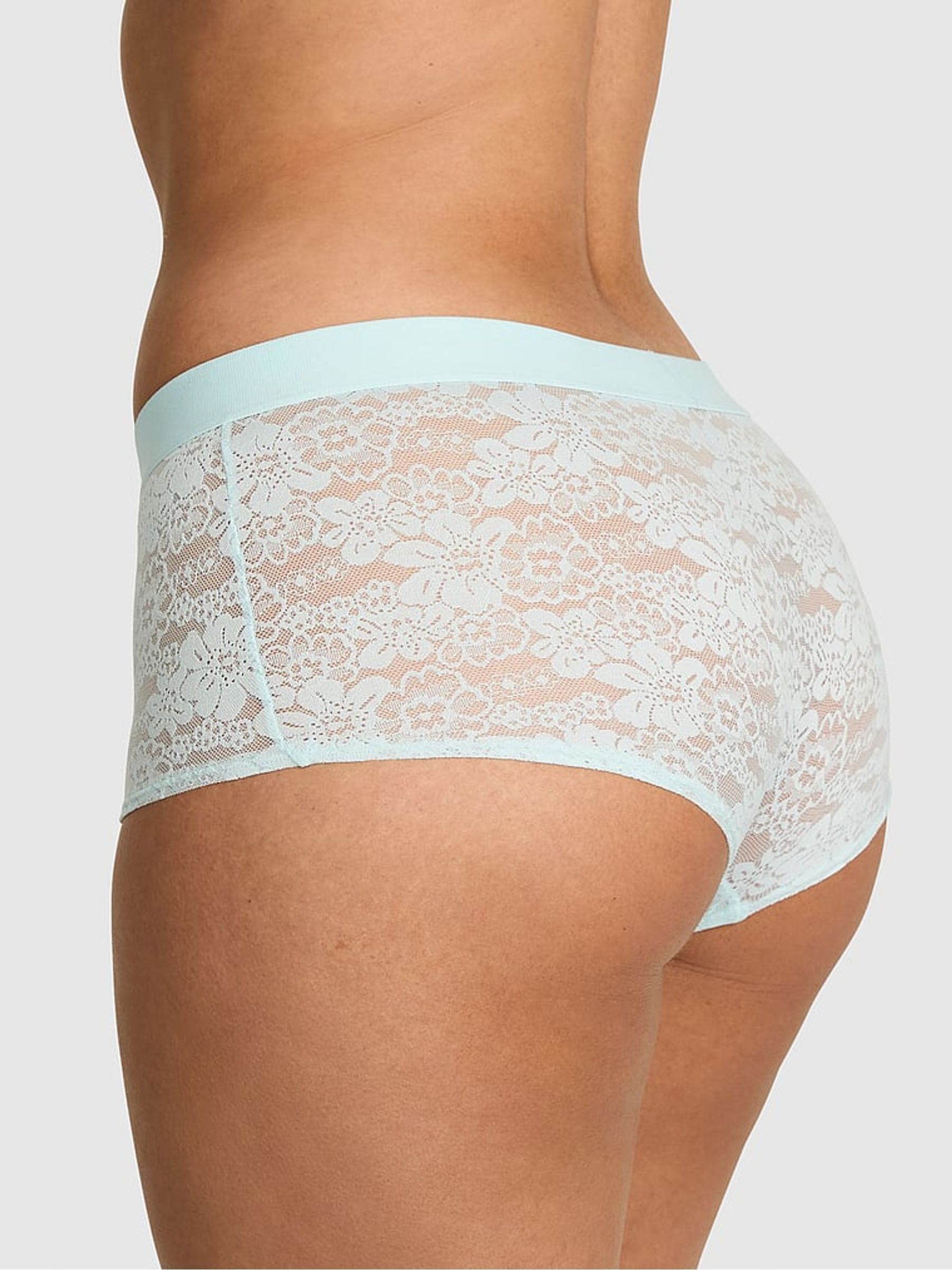 Spray Blue Diamante Short Lace Logo Boyshort Knickers - Image 2 of 2