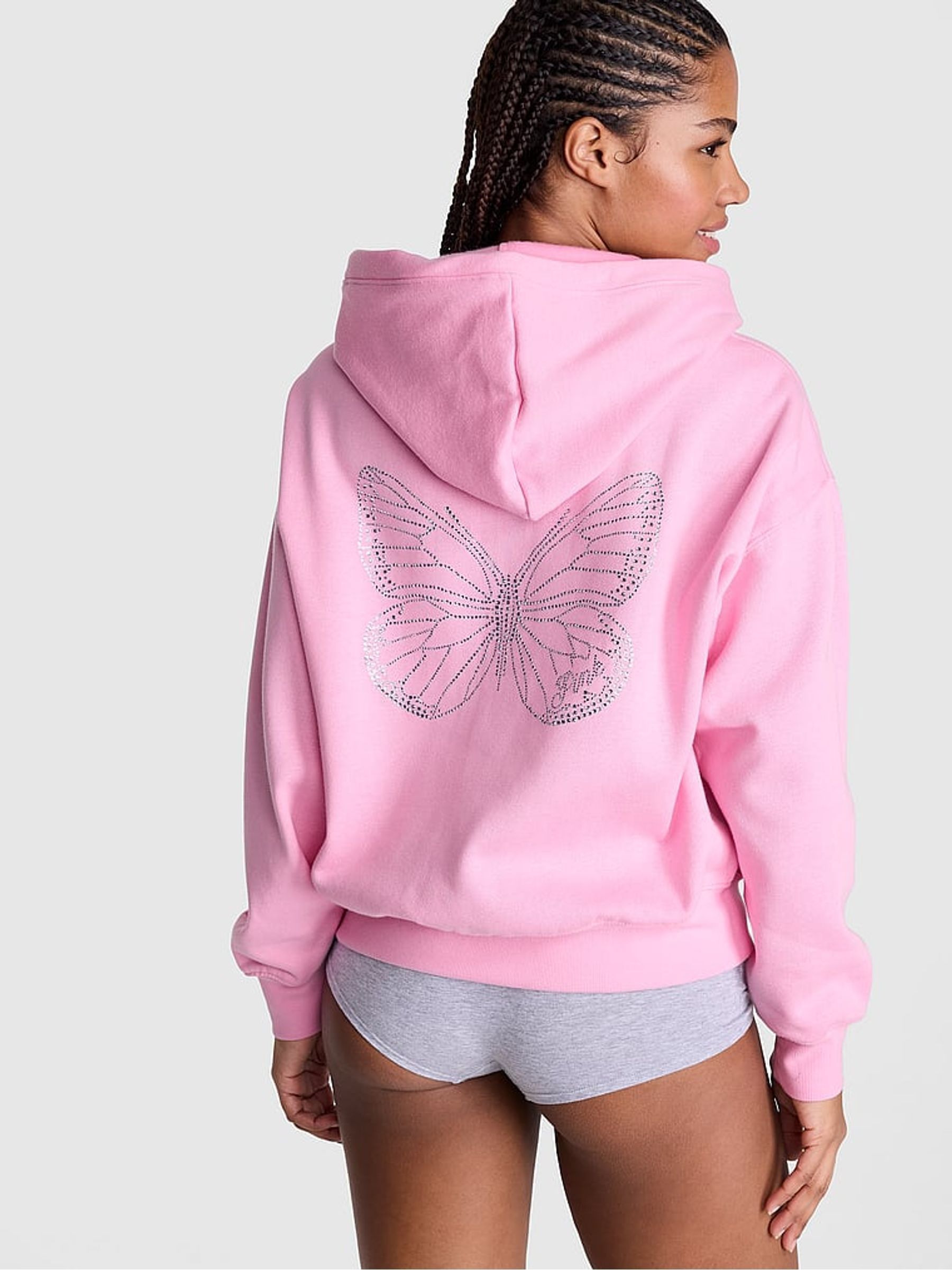 Pink Lollipop Diamante Fleece Zip Up Hoodie - Image 2 of 3