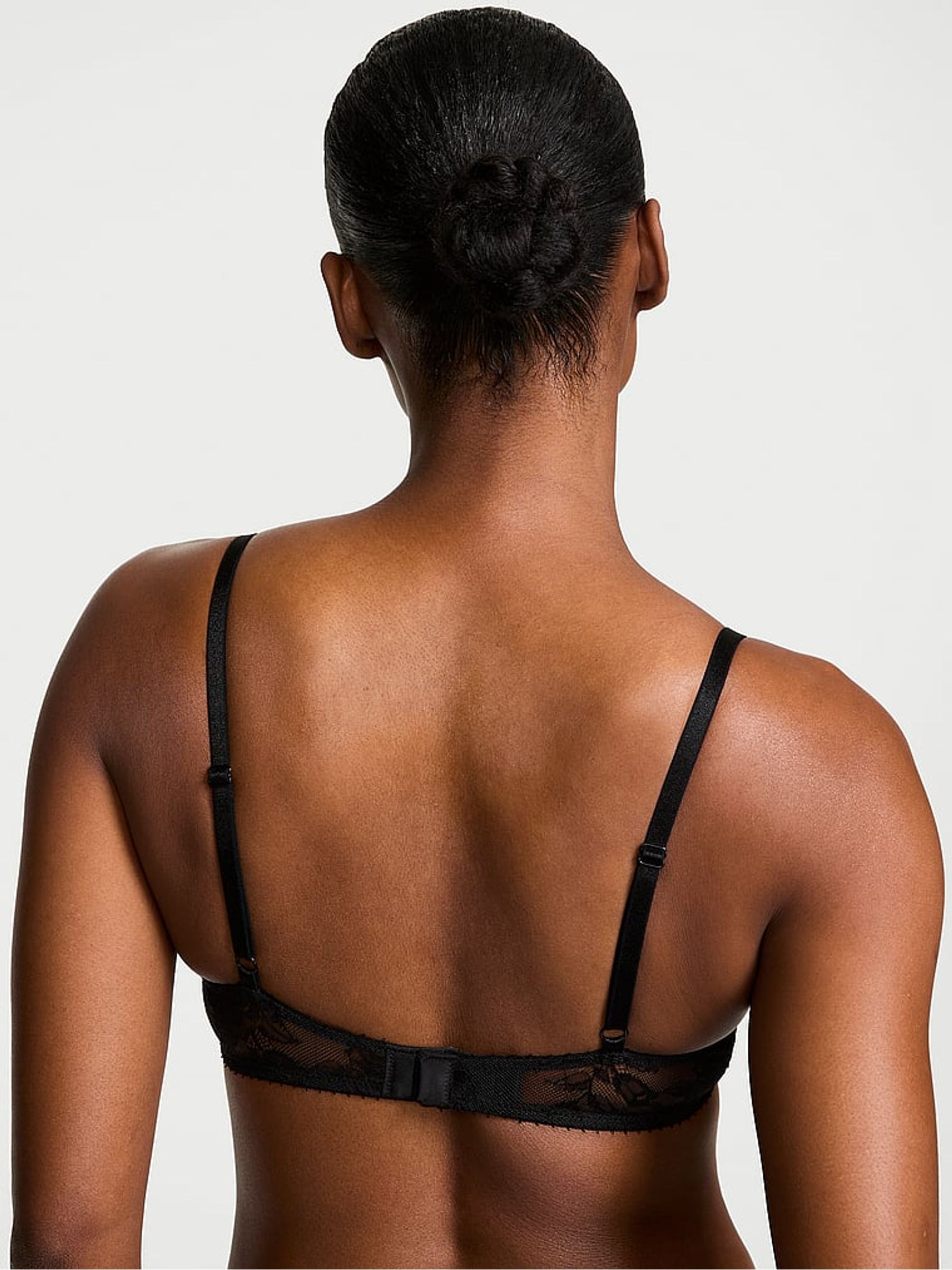 Black Unlined Demi X-Ray Embroidery Bra - Image 2 of 4