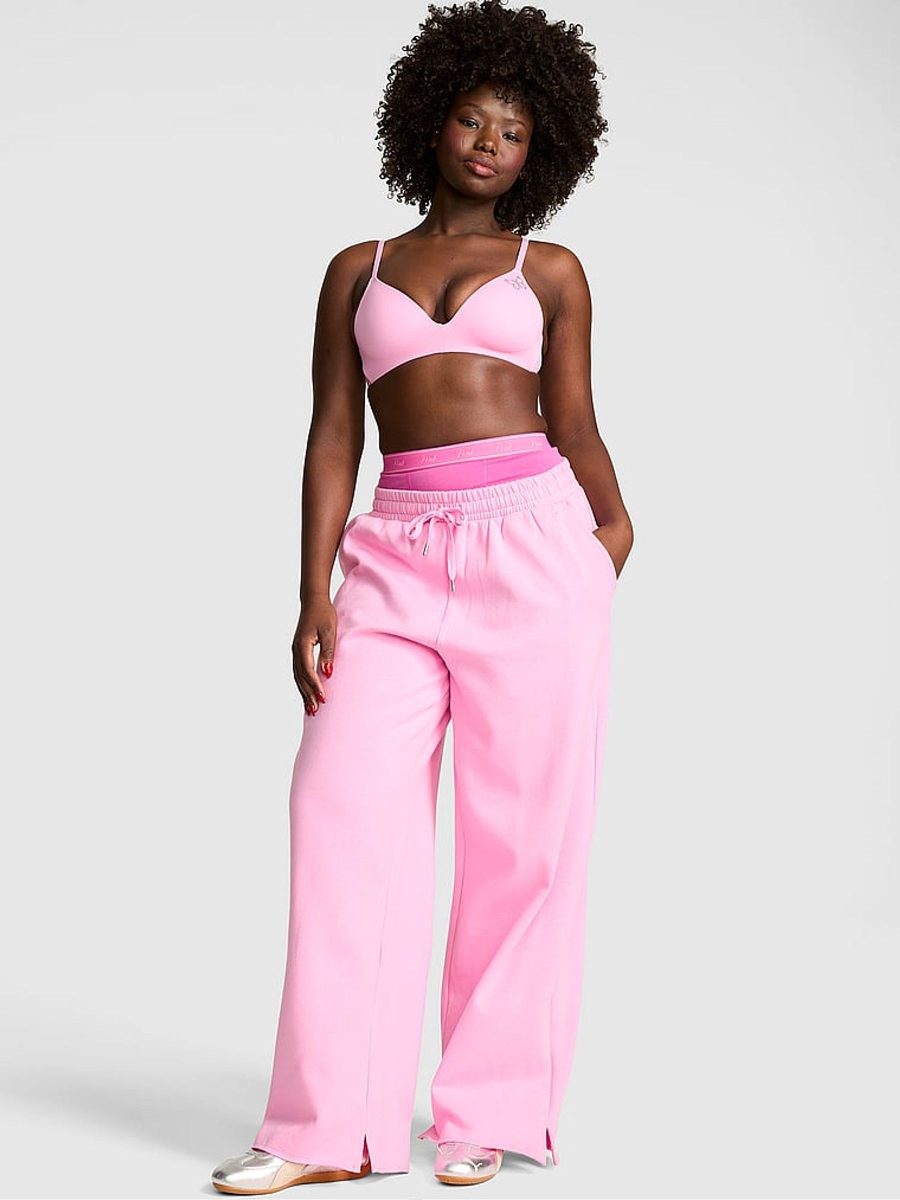 Pink Lollipop Diamante Wide Leg Fleece Joggers - Image 1 of 3