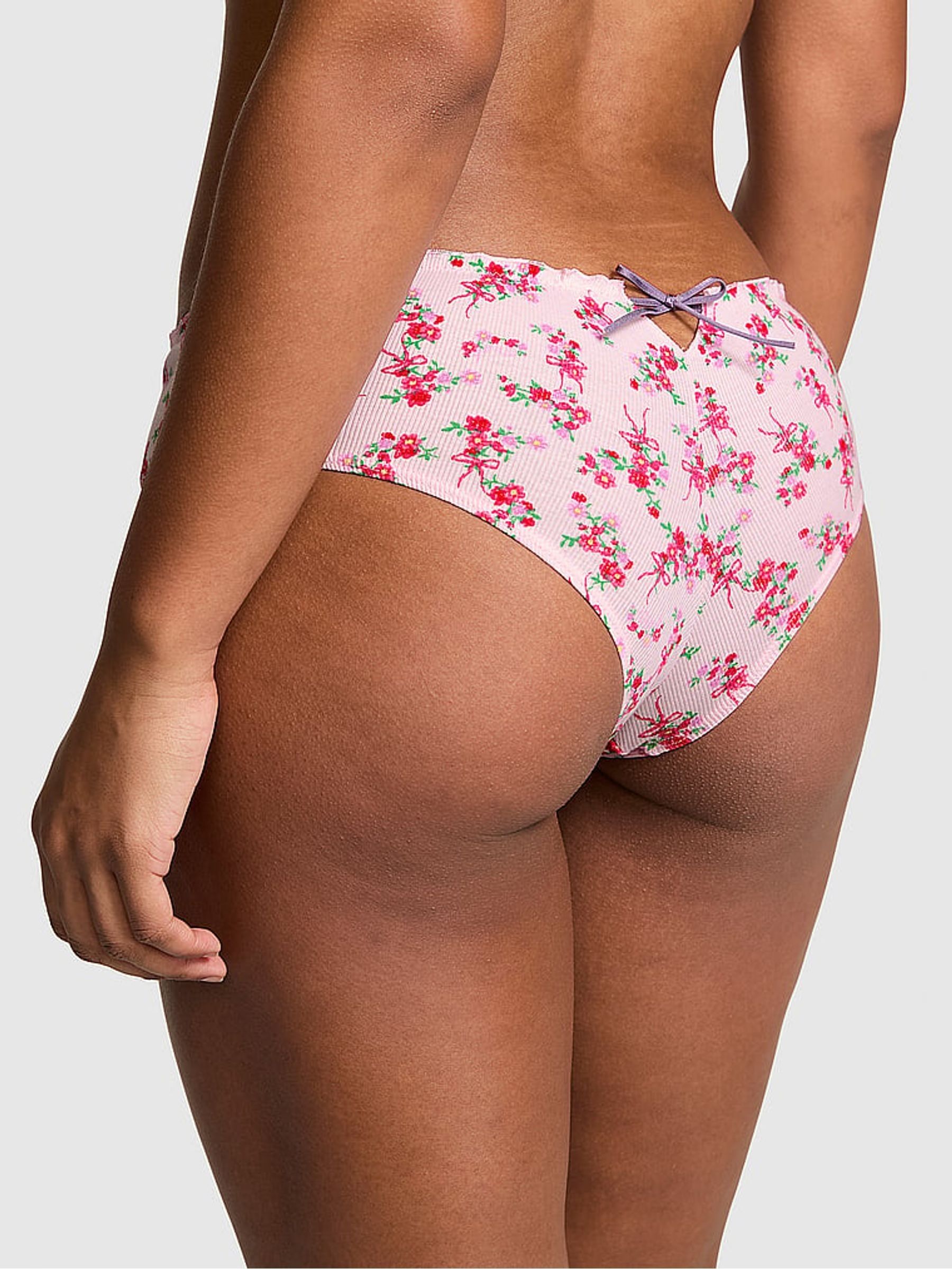 Pink Tulip Floral Print Cheeky Cotton Side Tie Cheeky Knickers - Image 2 of 2 Pink Tulip Floral Print Cheeky Cotton Side Tie Cheeky Knickers - Image 2 of 2