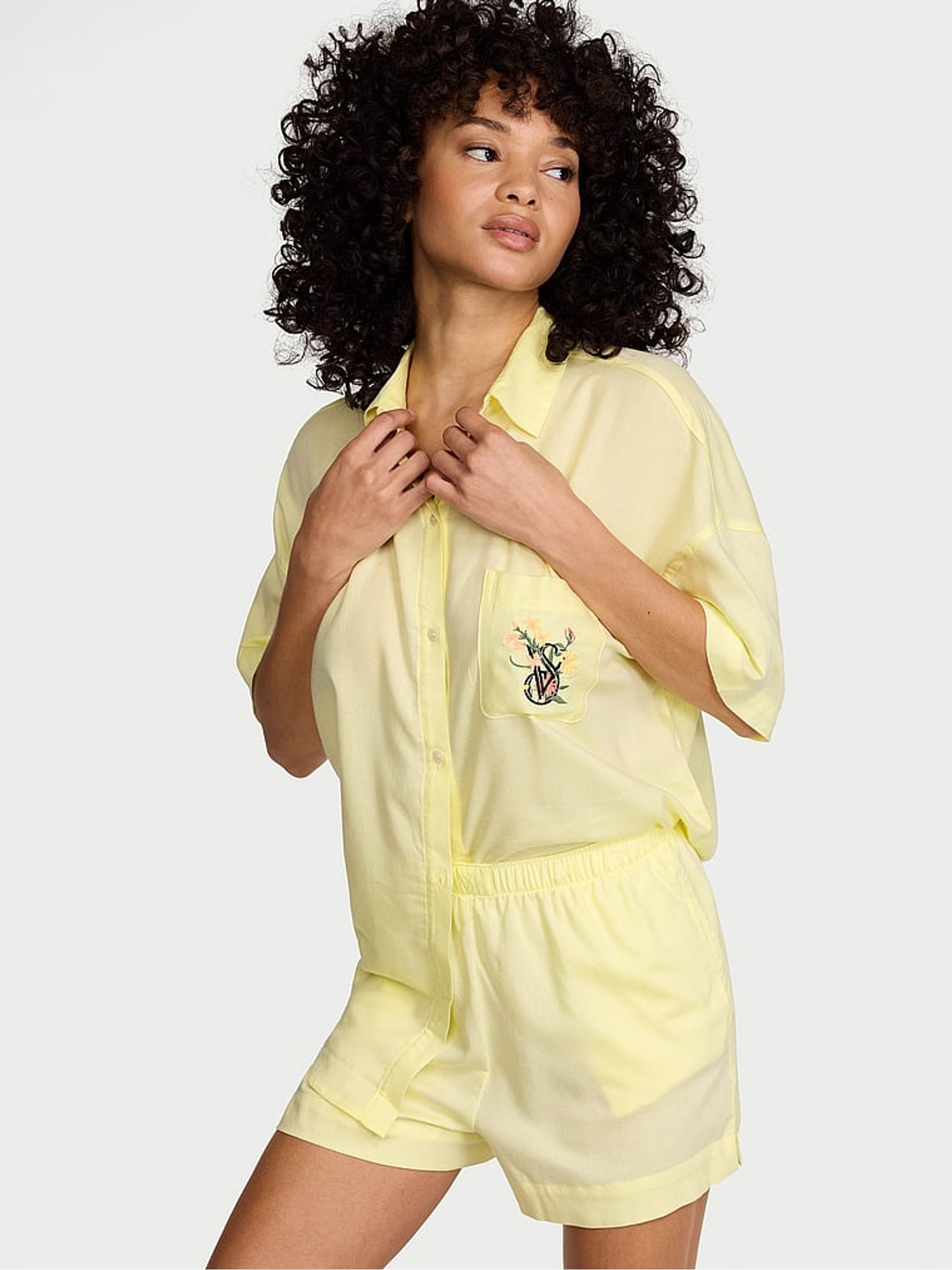 Lemonade Yellow Cotton Modal Short Pyjamas Set - Image 1 of 2