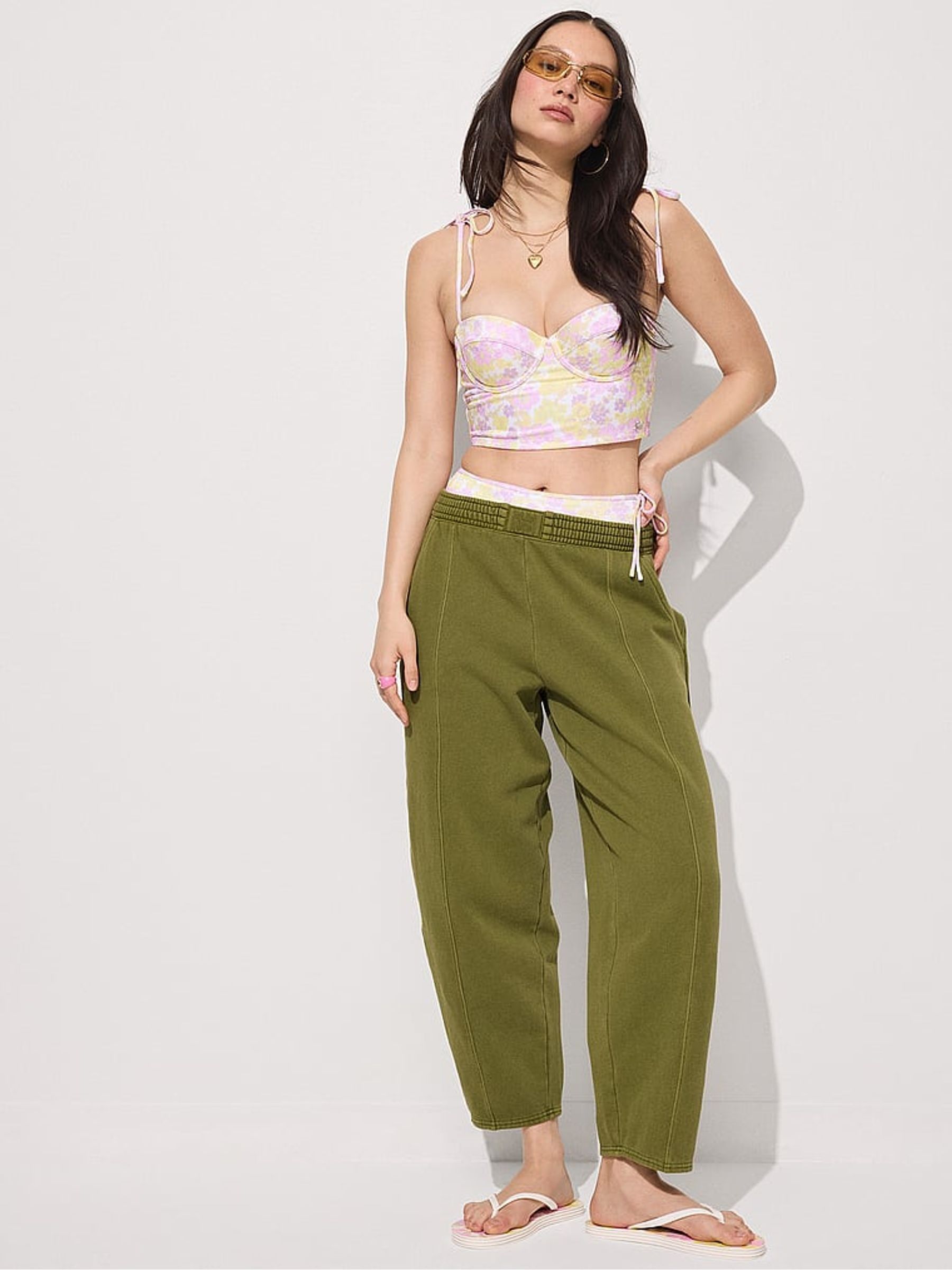 Lizard Green Barrel Joggers - Image 1 of 3