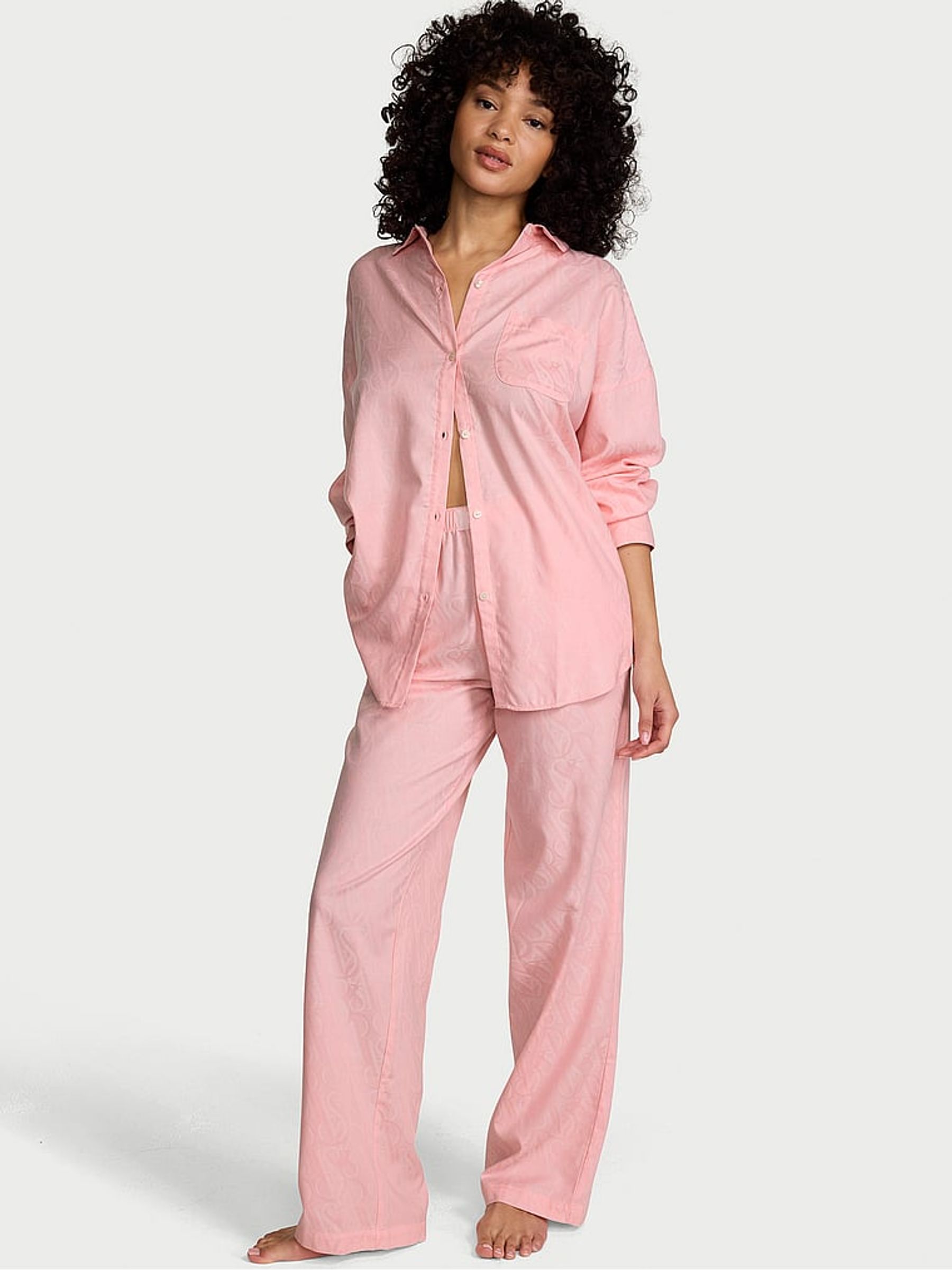 Angel Pink Modal Cotton Long Pyjama Set - Image 1 of 2