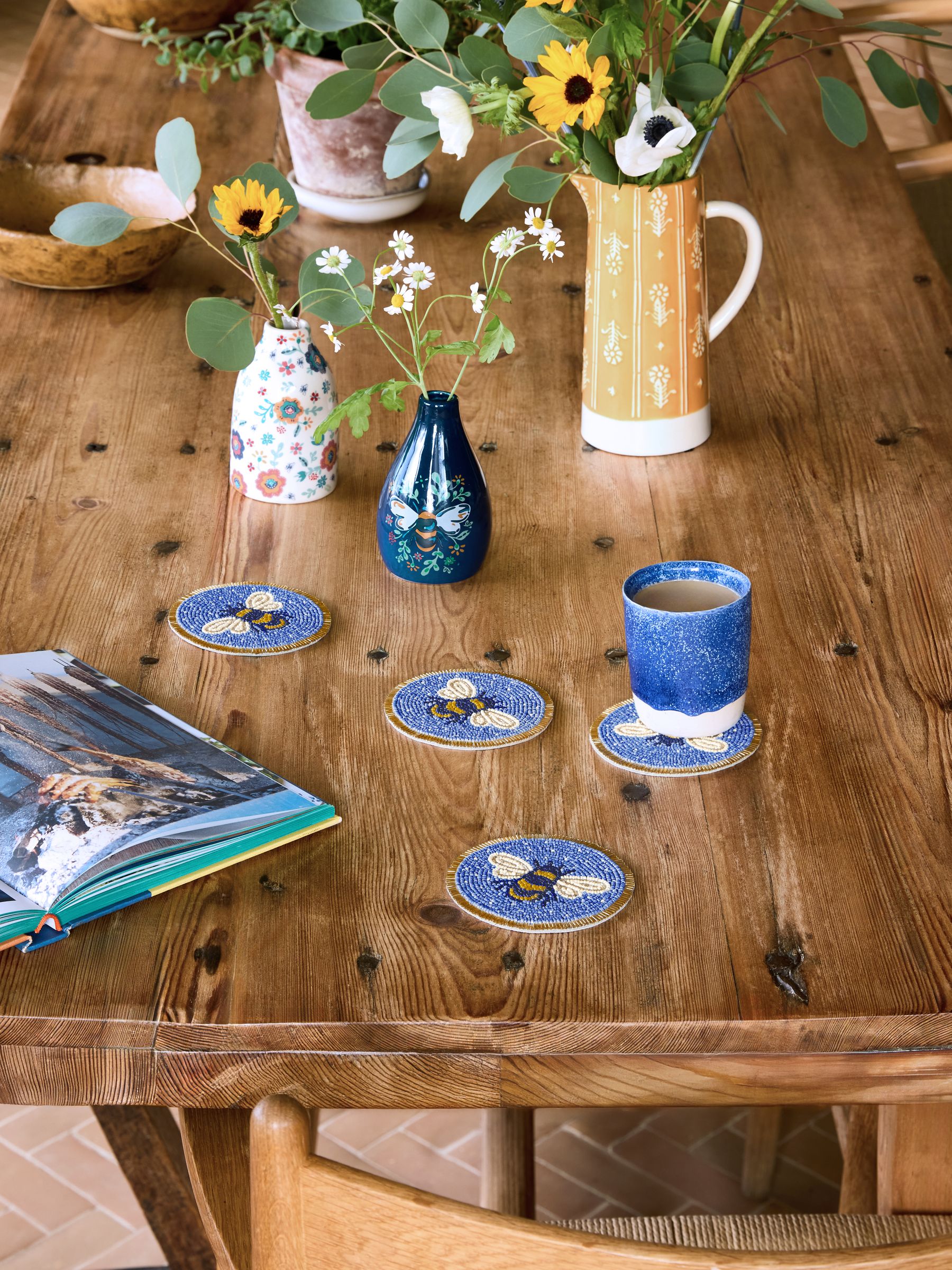 Set of 4 Blue Glass Beaded Coasters - Image 1 of 3
