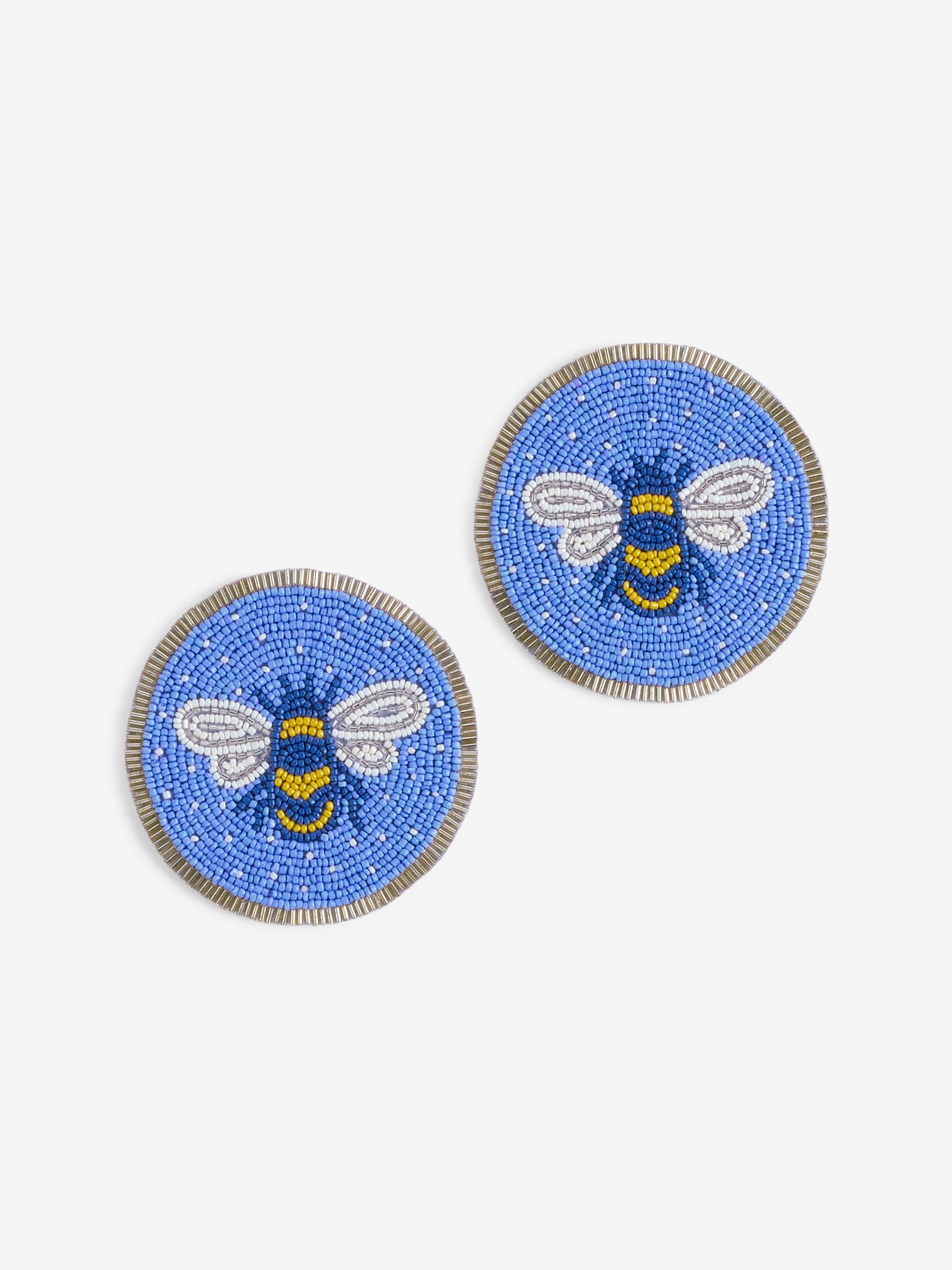 Set of 4 Blue Glass Beaded Coasters - Image 3 of 3