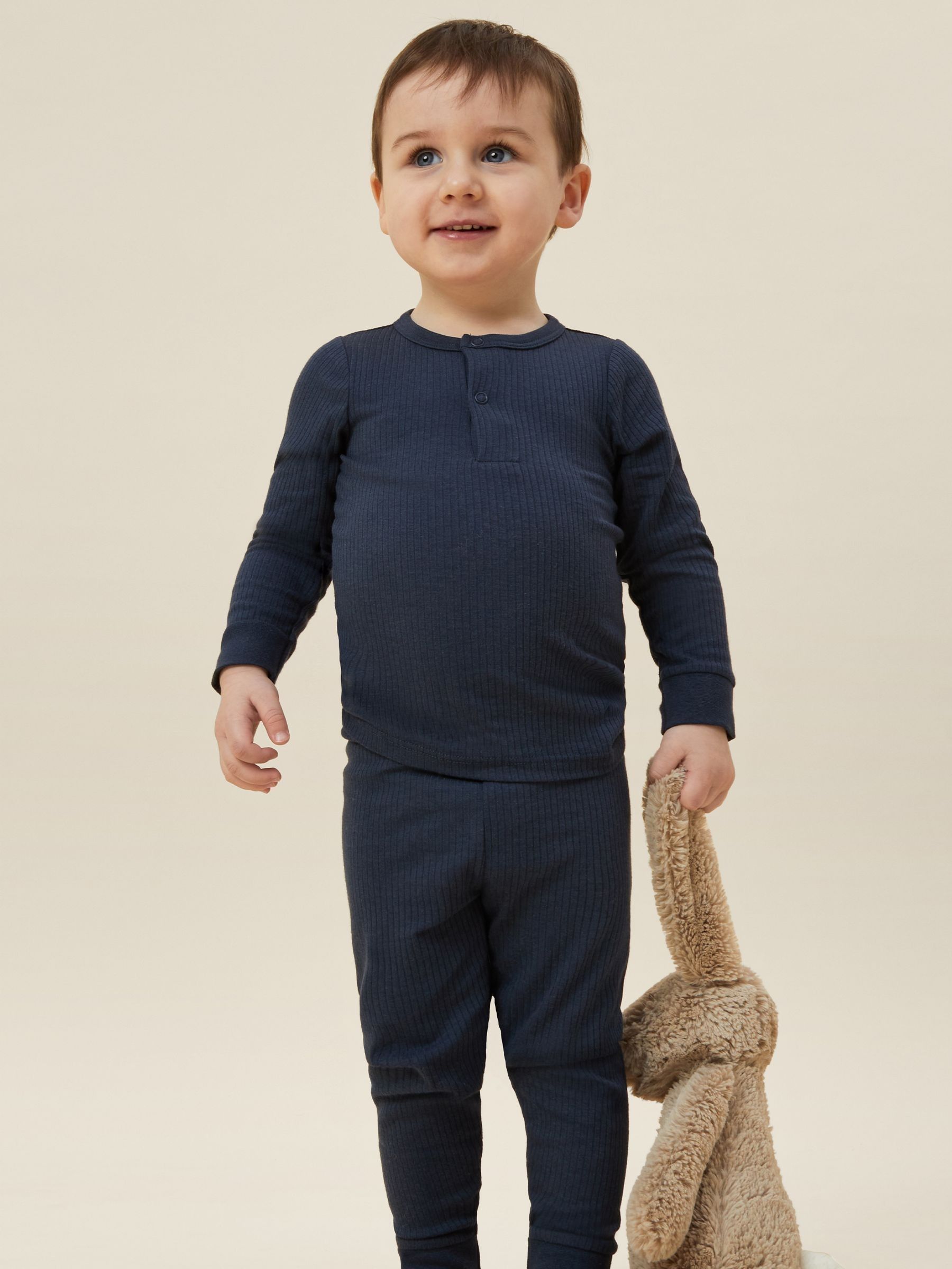MORI Blue Ribbed Pyjamas Set - Image 1 of 5