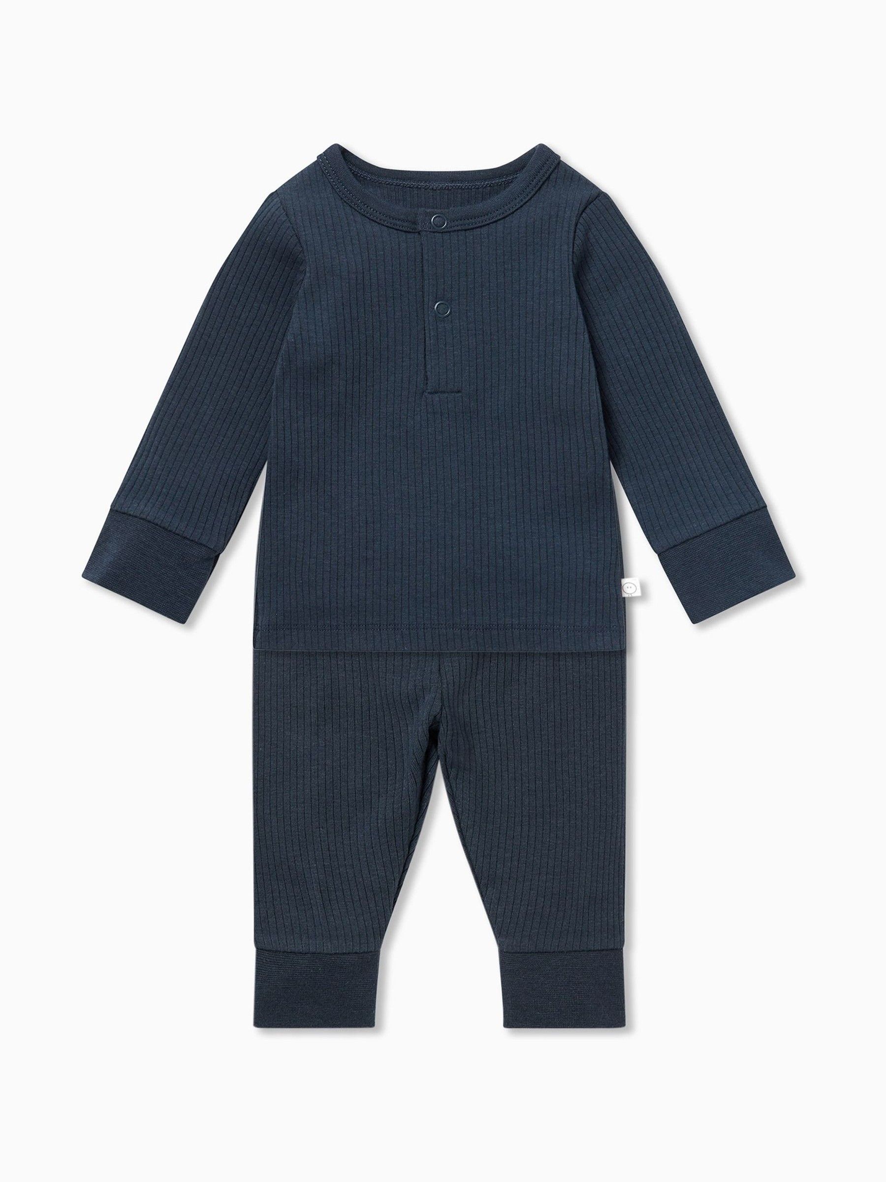 MORI Blue Ribbed Pyjamas Set - Image 3 of 5