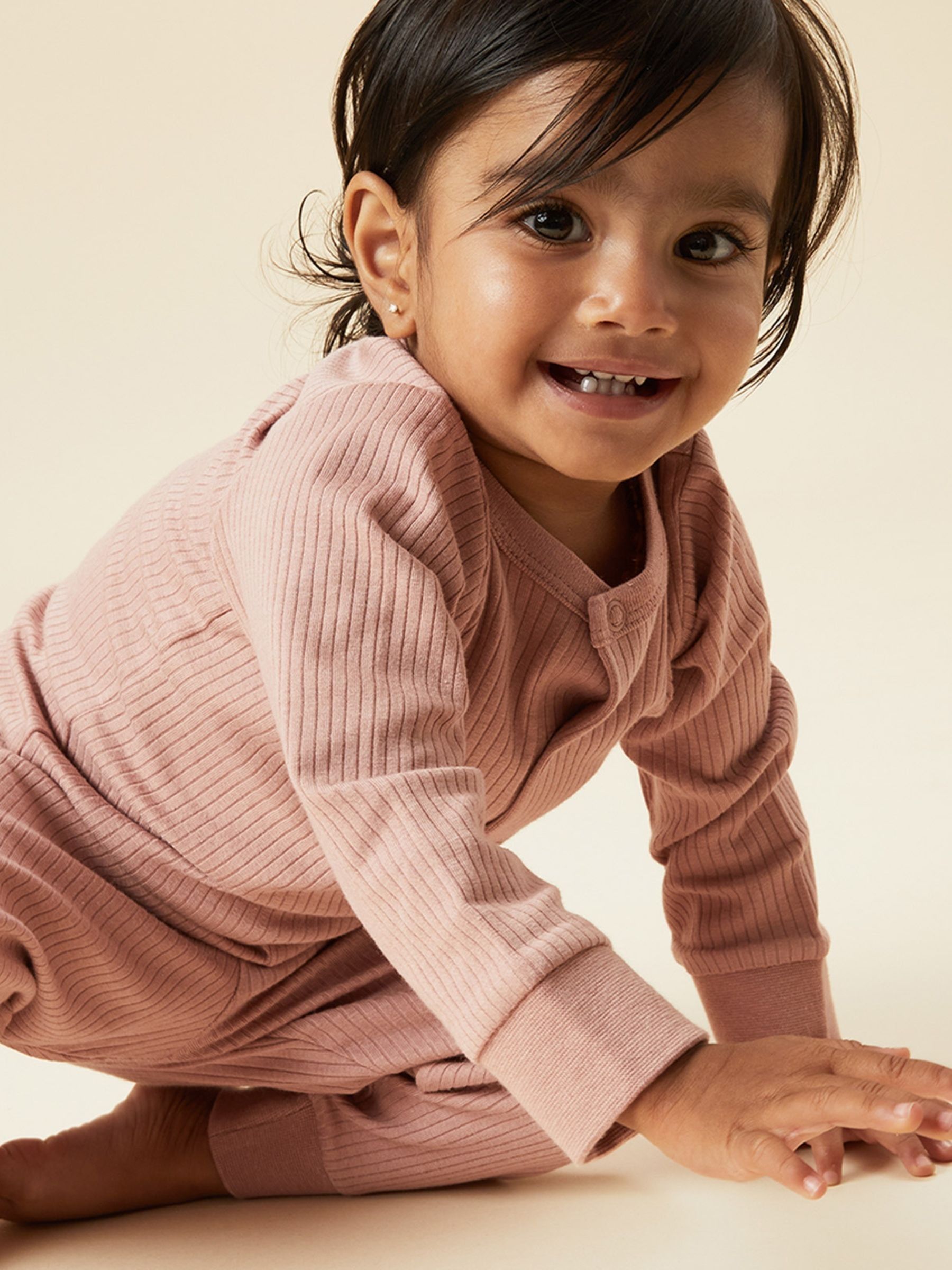 MORI Pink Ribbed Pyjamas Set - Image 1 of 5
