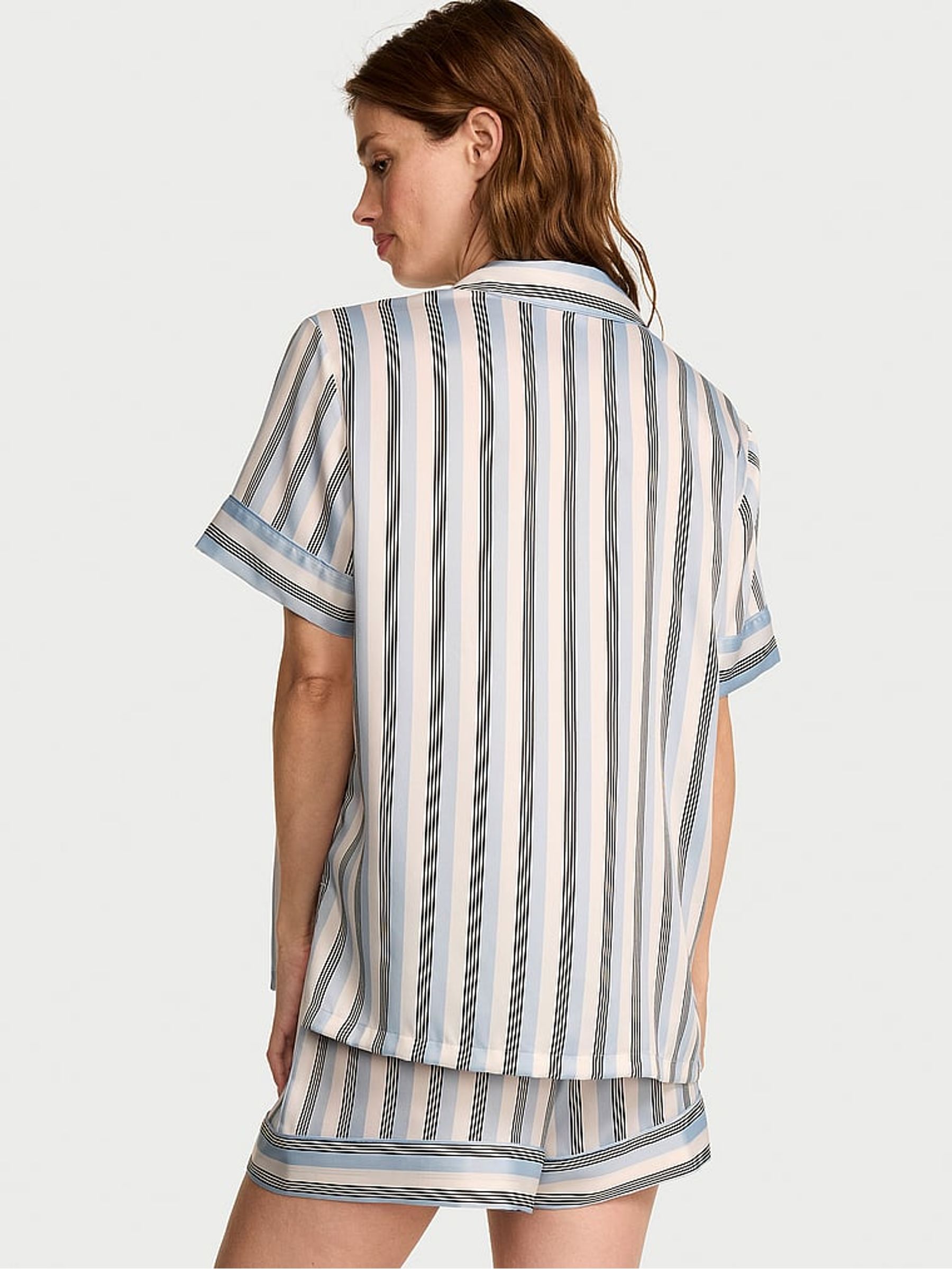 Blue Stripe Satin Short Pyjamas Set - Image 2 of 2