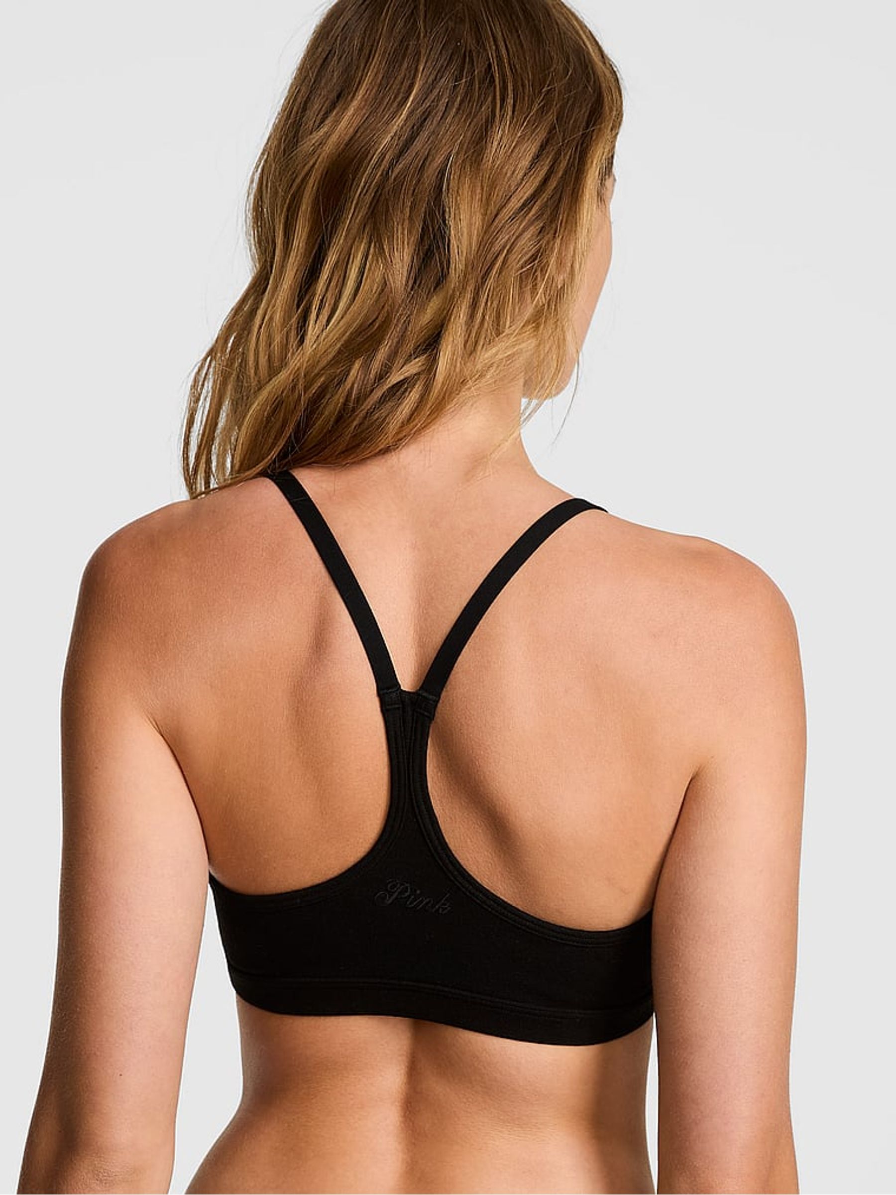 Black Cotton Sports Bra - Image 2 of 2 Black Cotton Sports Bra - Image 2 of 2