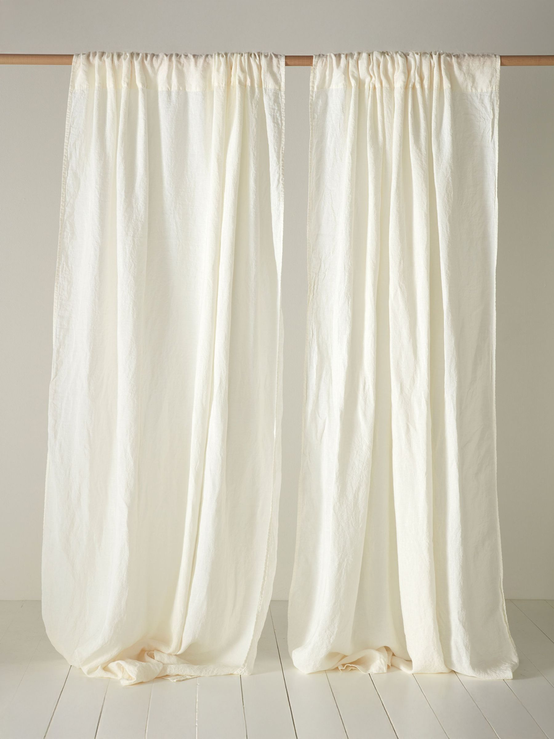 Secret Linen Store Cream 100% Linen Loop Top Slot Header Single Curtains - Image 1 of 3