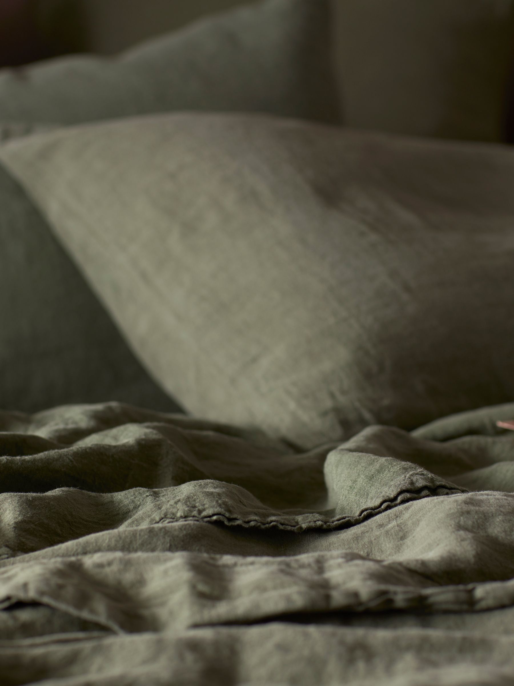 Secret Linen Store Olive Green 100% Linen Pillowcase - Image 2 of 5